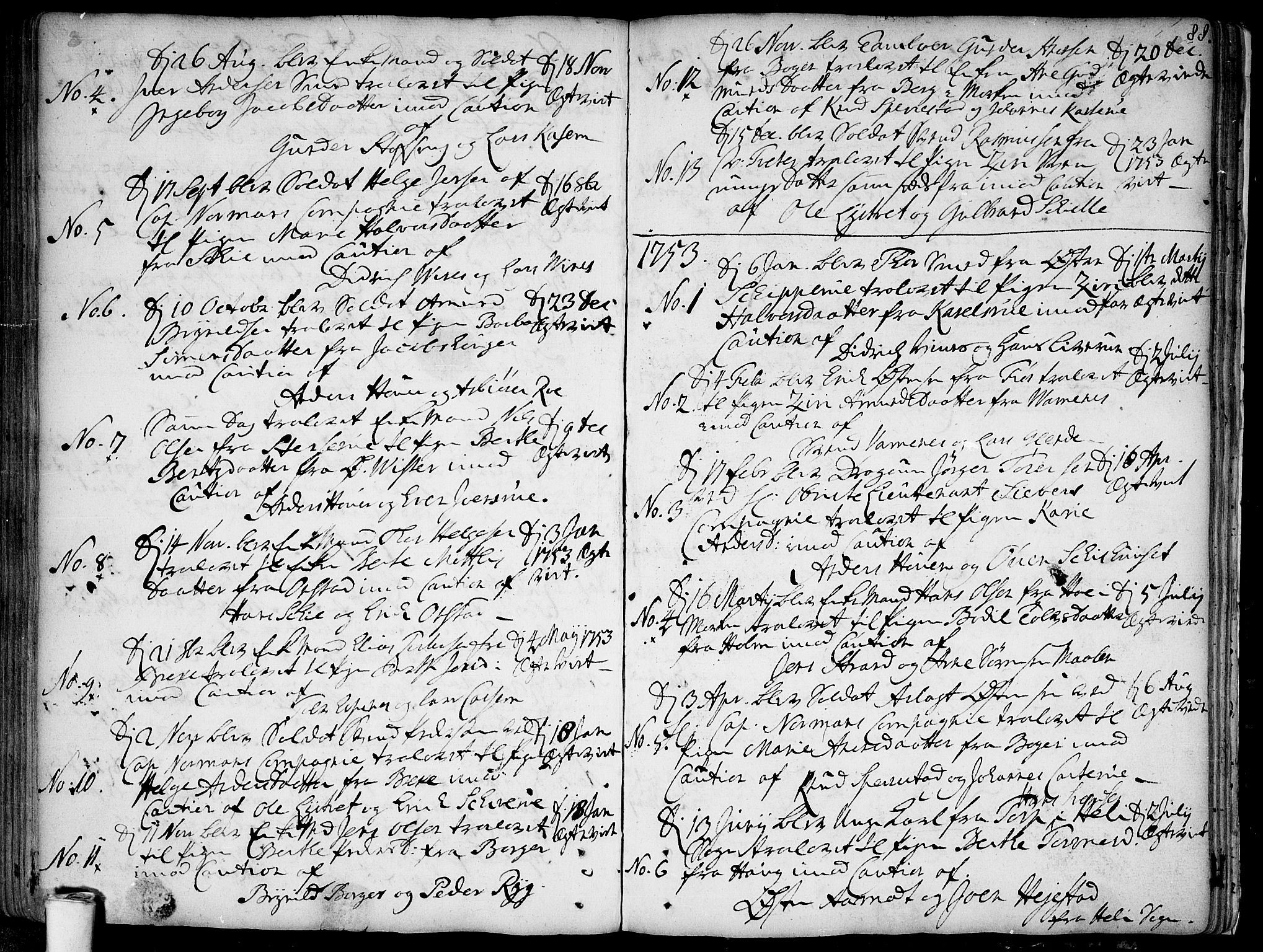 Skiptvet prestekontor Kirkebøker, SAO/A-20009/F/Fa/L0002: Parish register (official) no. 2, 1734-1759, p. 88
