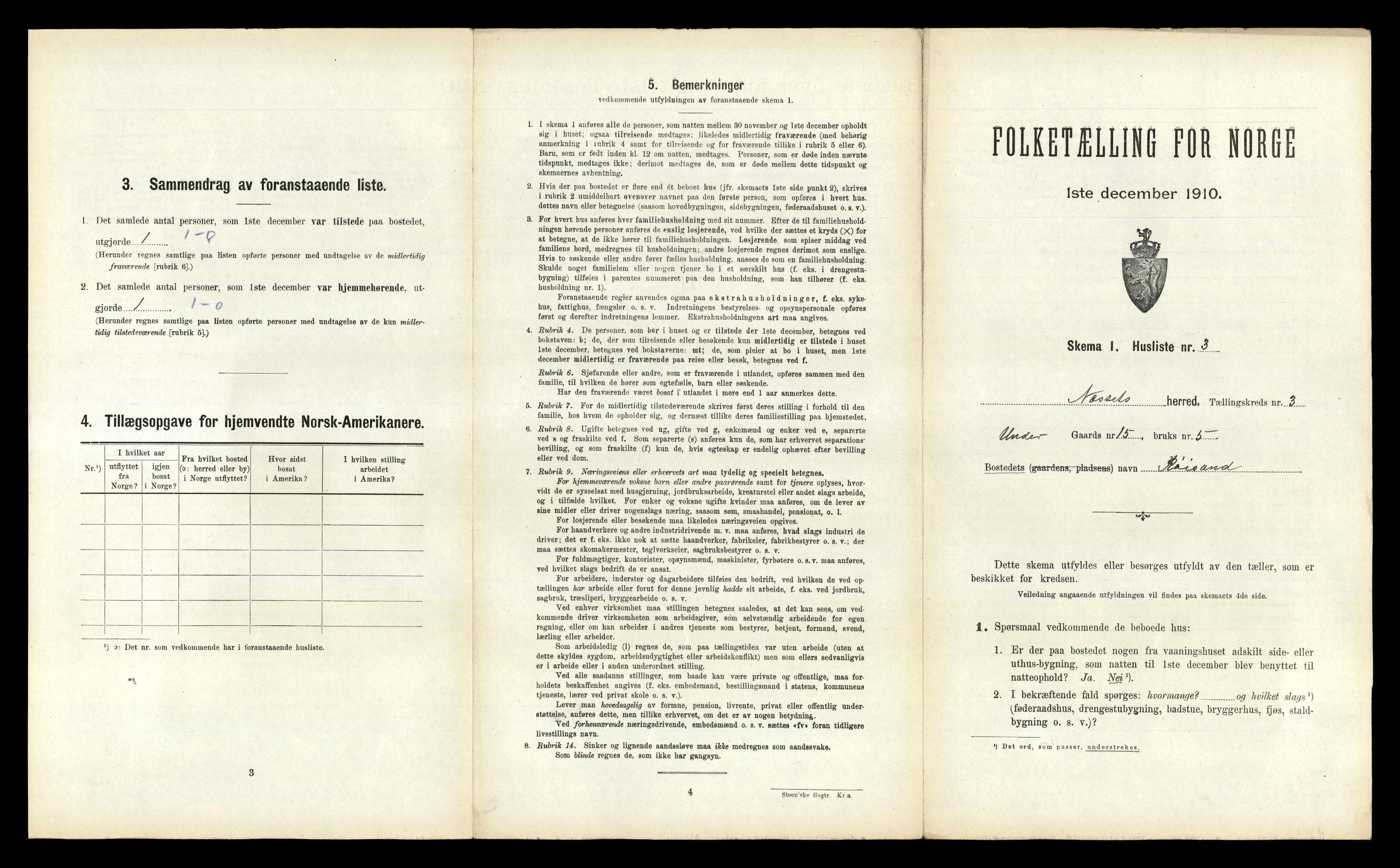 RA, 1910 census for Nesset, 1910, p. 177