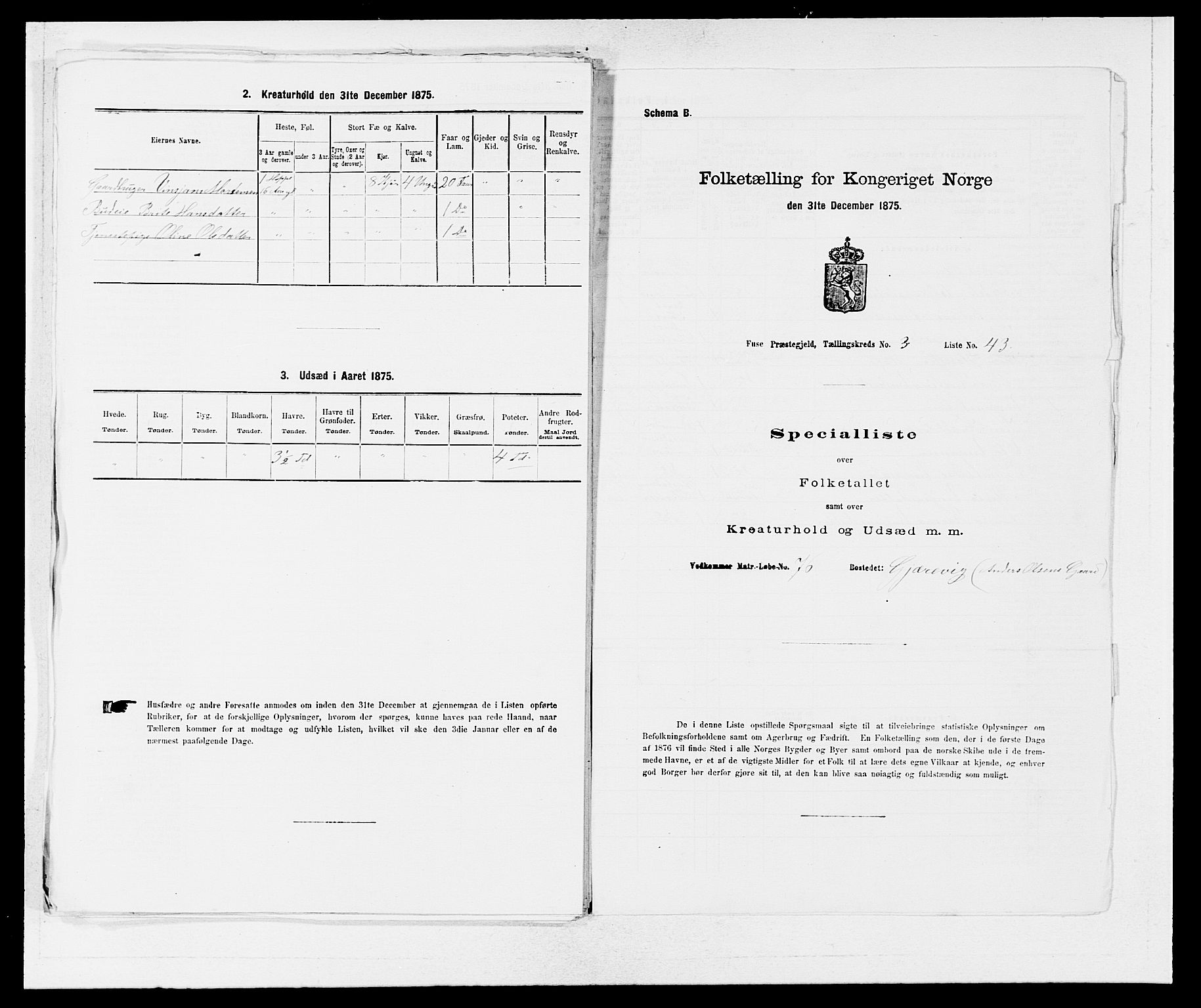 SAB, 1875 census for 1241P Fusa, 1875, p. 301