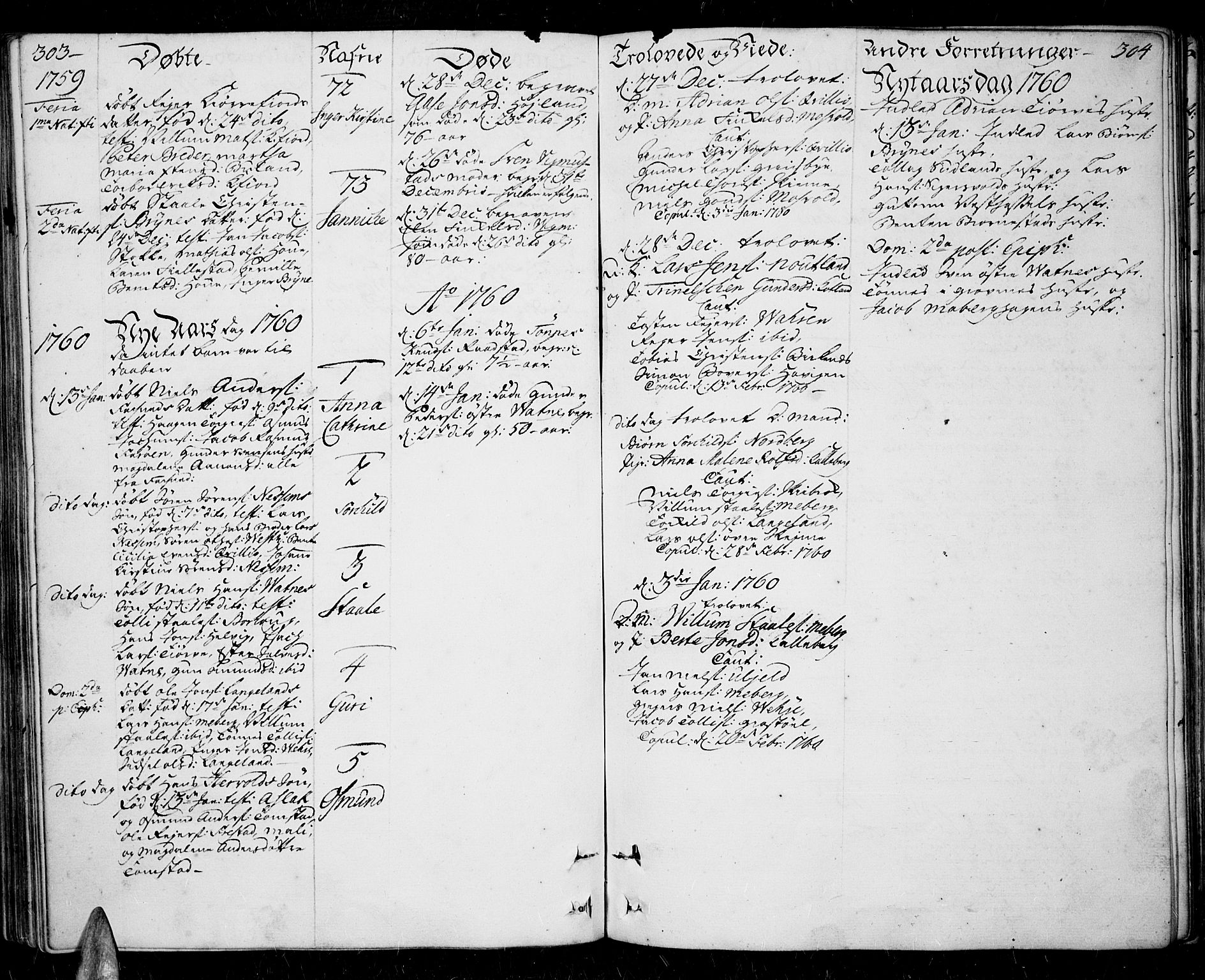 Lista sokneprestkontor, AV/SAK-1111-0027/F/Fa/L0003: Parish register (official) no. A 3 /1, 1743-1767, p. 303-304