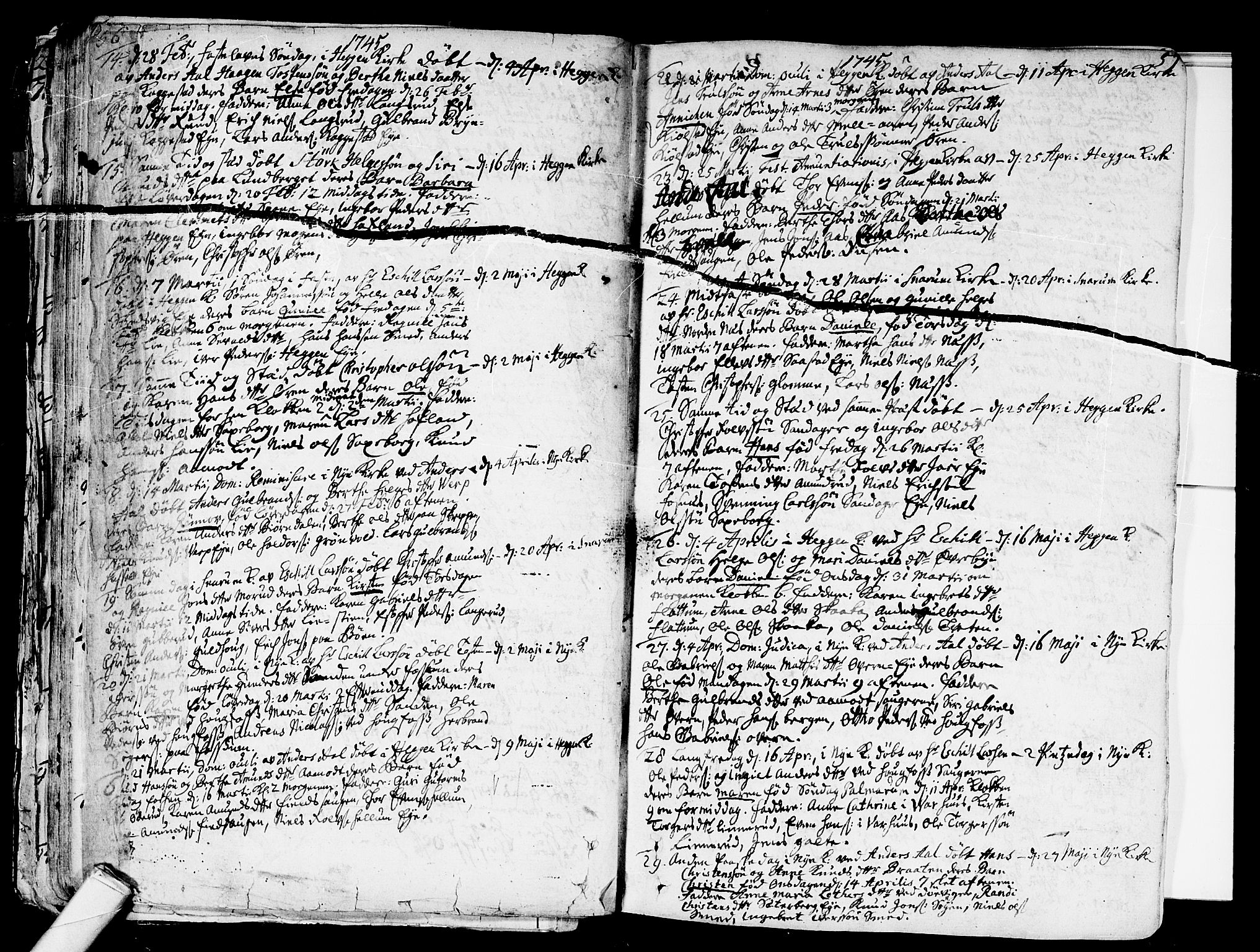 Modum kirkebøker, SAKO/A-234/F/Fa/L0002: Parish register (official) no. 2, 1741-1782, p. 56-57