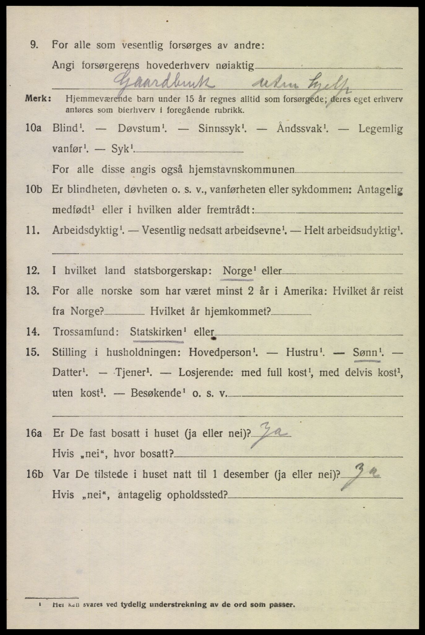 SAK, 1920 census for Gyland, 1920, p. 1057