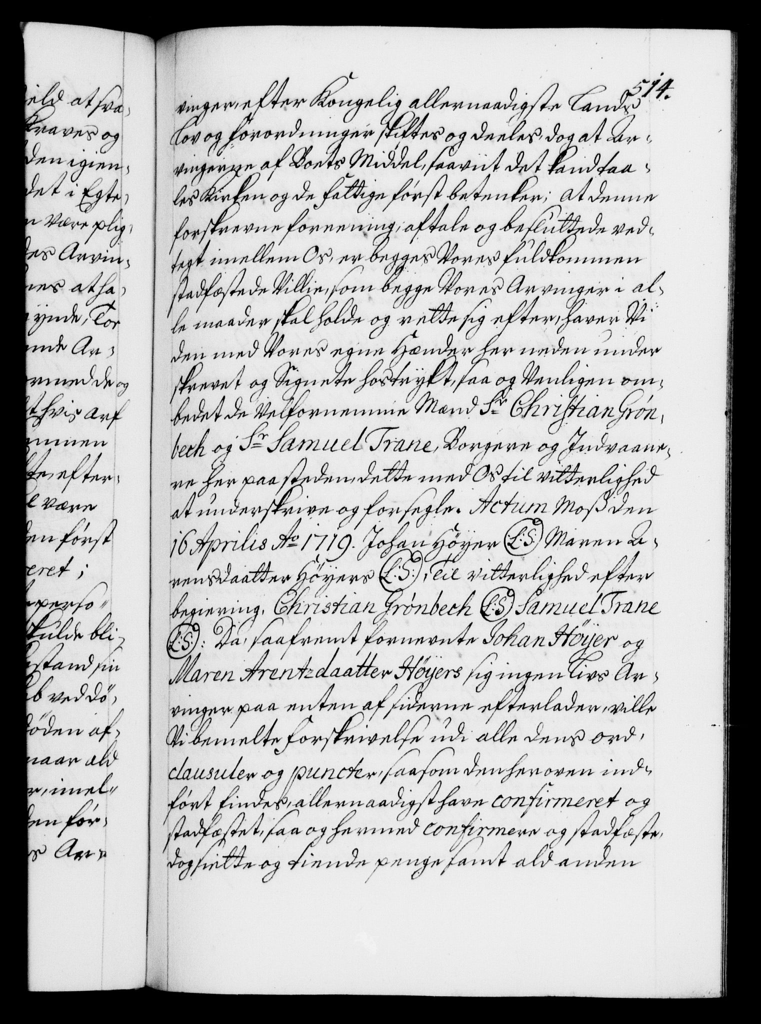 Danske Kanselli 1572-1799, AV/RA-EA-3023/F/Fc/Fca/Fcaa/L0022: Norske registre, 1716-1719, p. 514a