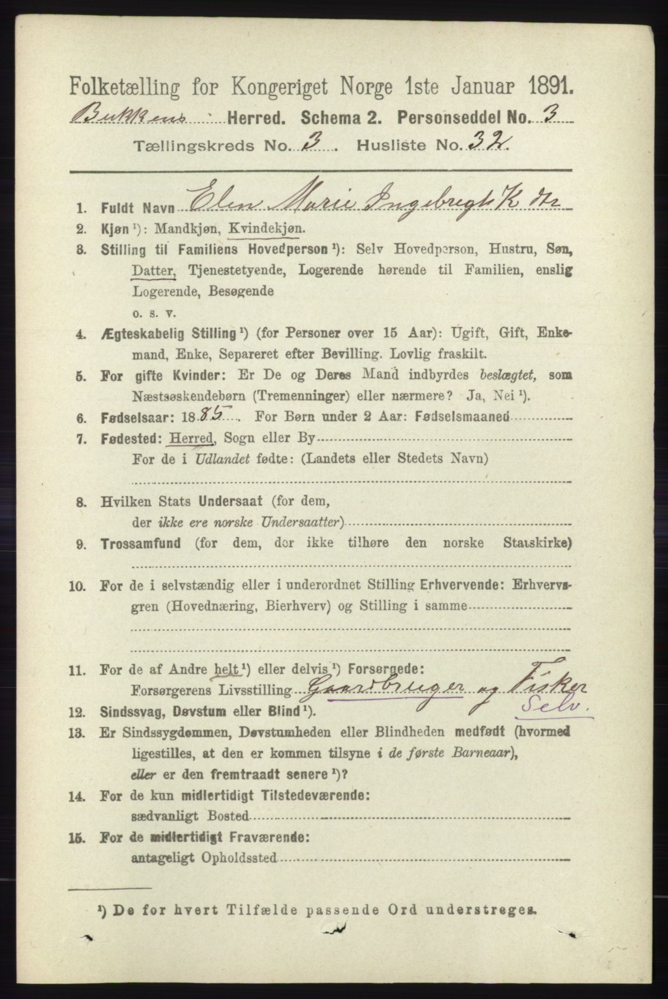 RA, 1891 census for 1145 Bokn, 1891, p. 802