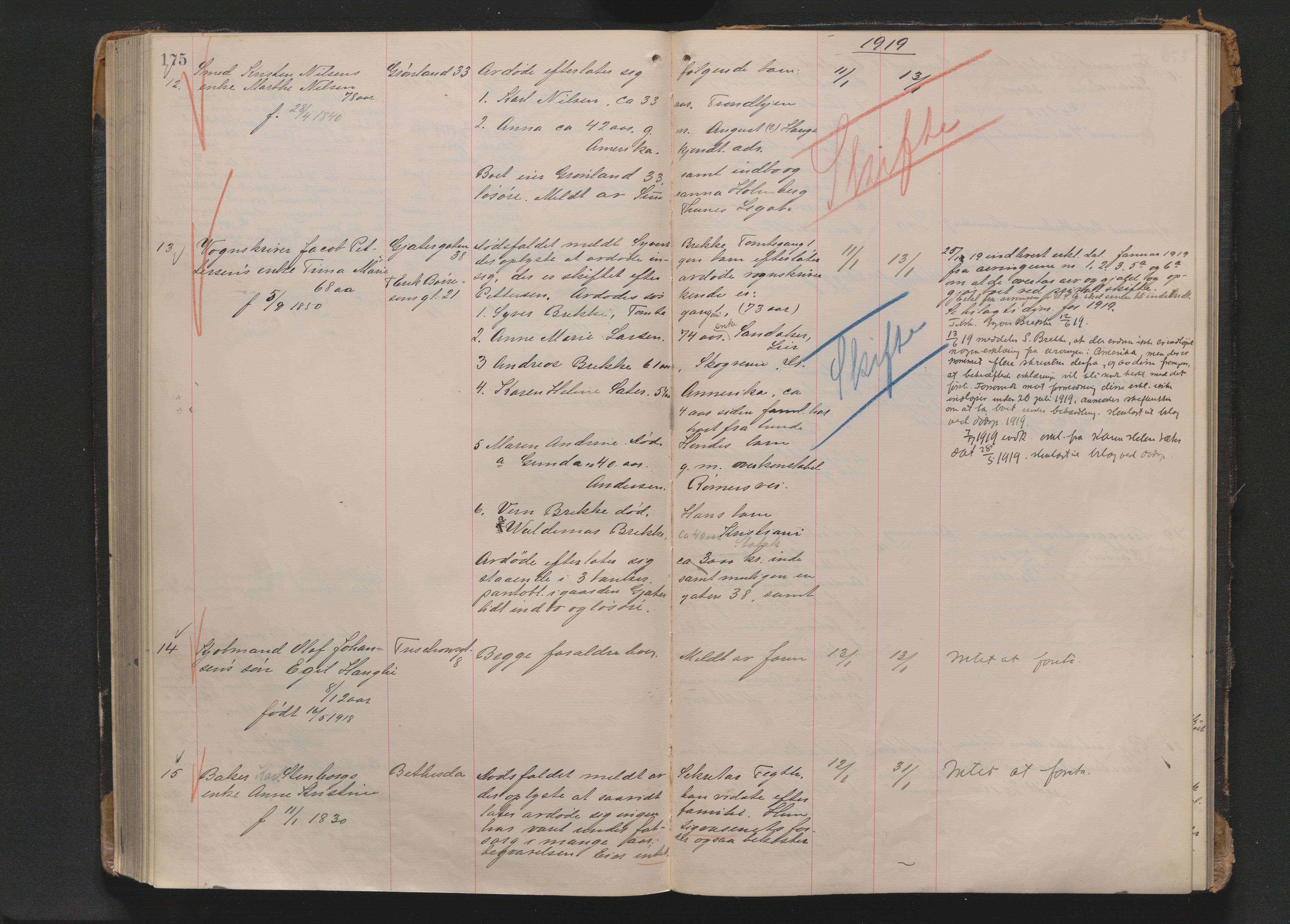 Drammen byfogd, AV/SAKO-A-222/H/Ha/Haa/L0013: Dødsjournal., 1916-1920, p. 175