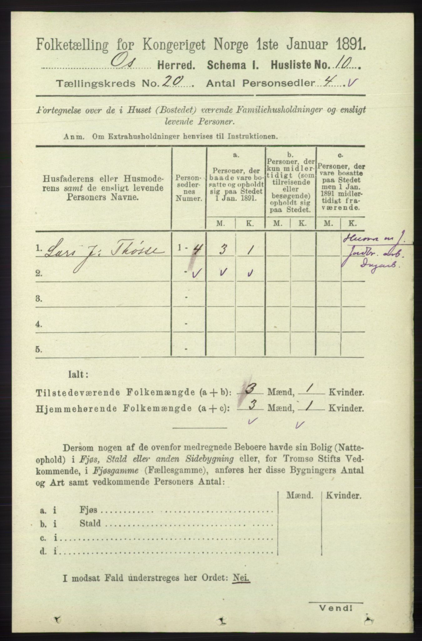 RA, 1891 census for 1243 Os, 1891, p. 4411