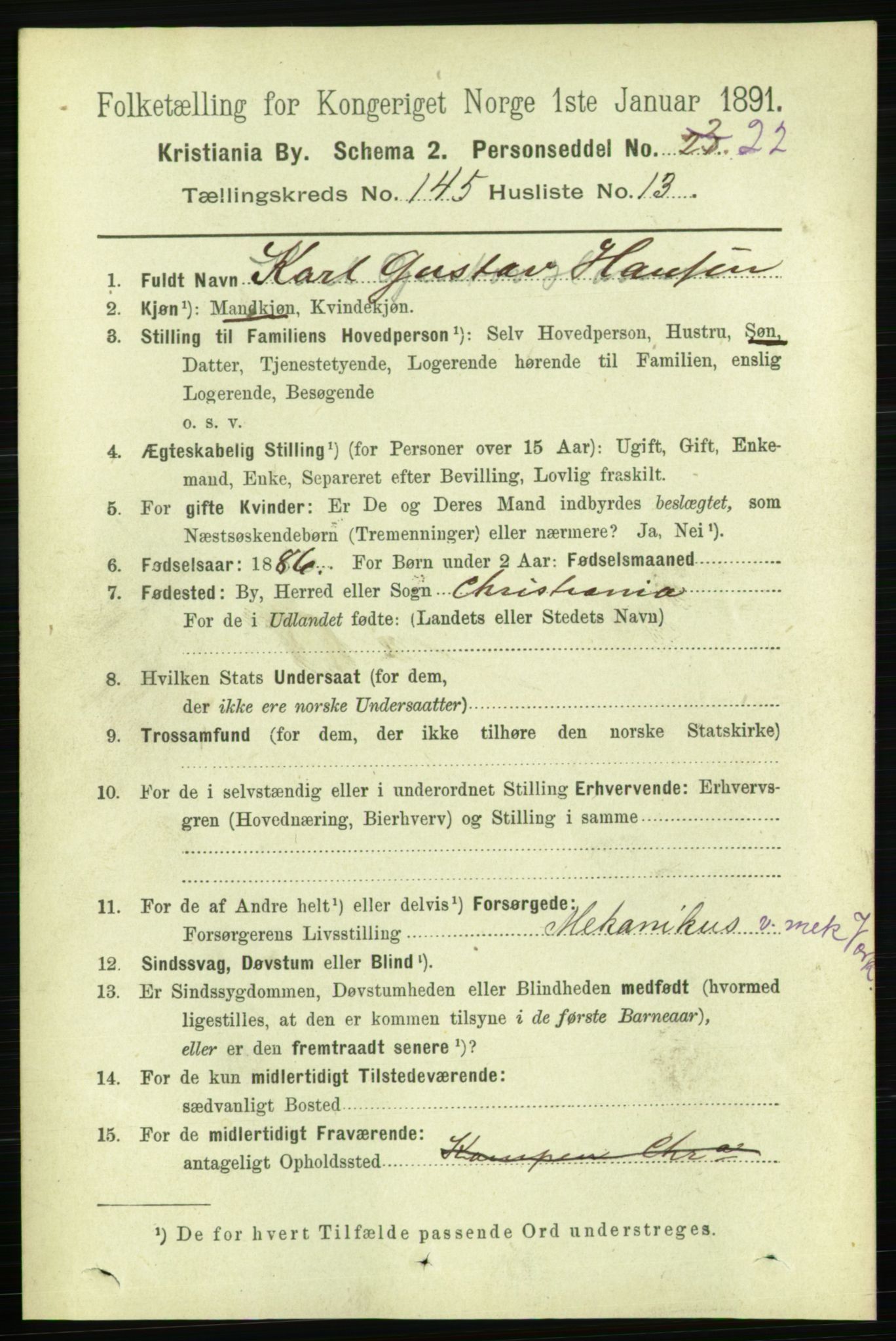 RA, 1891 census for 0301 Kristiania, 1891, p. 79874
