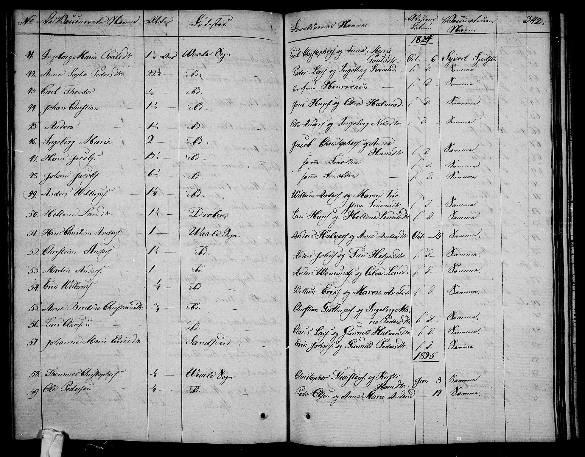 Våle kirkebøker, AV/SAKO-A-334/F/Fa/L0008: Parish register (official) no. I 8, 1824-1844, p. 342