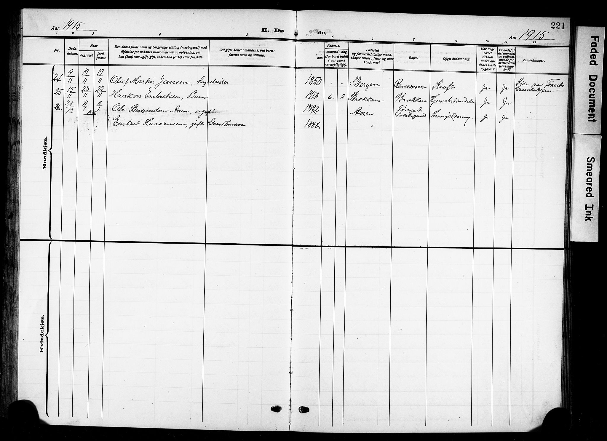 Tynset prestekontor, AV/SAH-PREST-058/H/Ha/Hab/L0011: Parish register (copy) no. 11, 1915-1930, p. 221