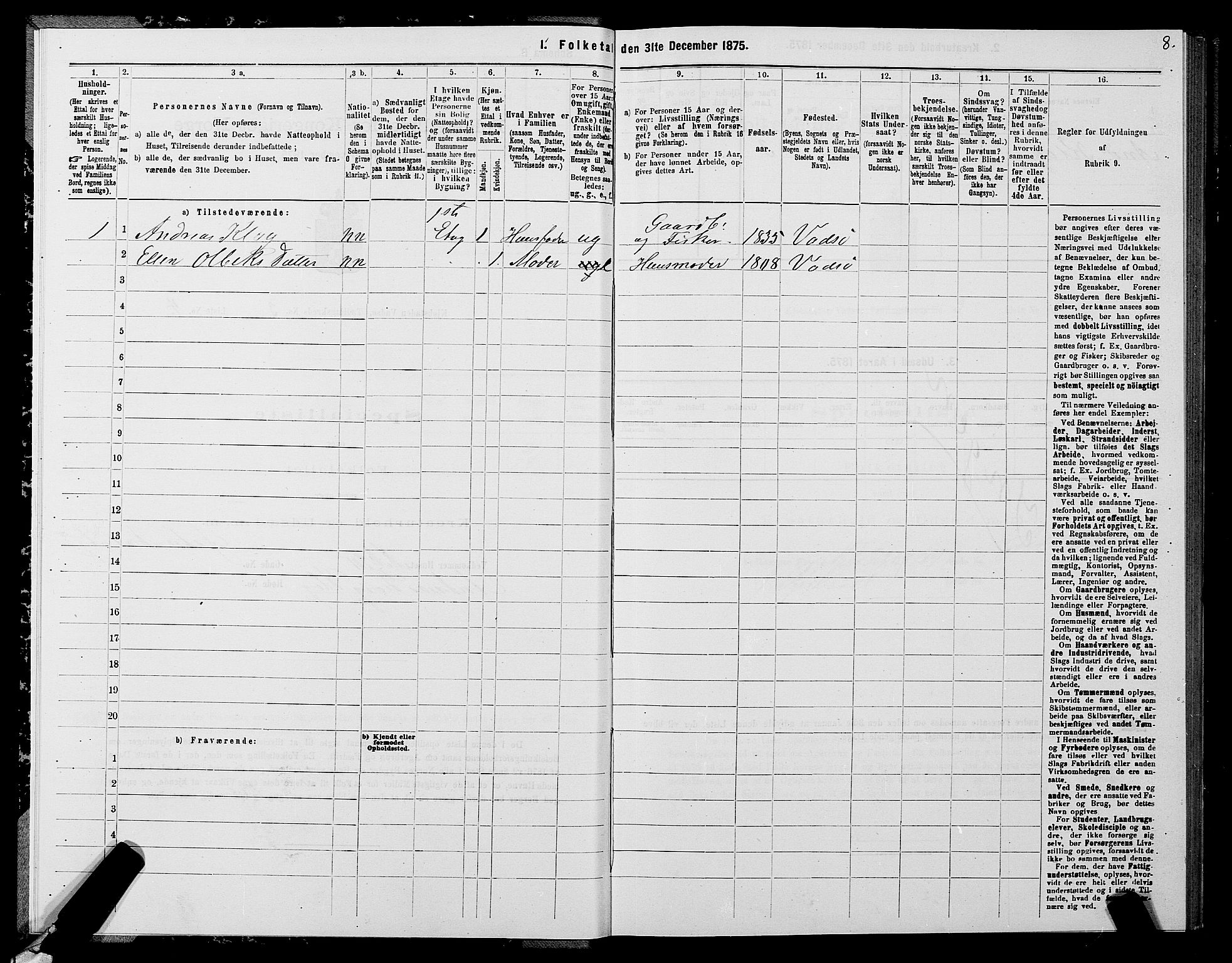 SATØ, 1875 census for 2003B Vadsø/Vadsø, 1875, p. 2008