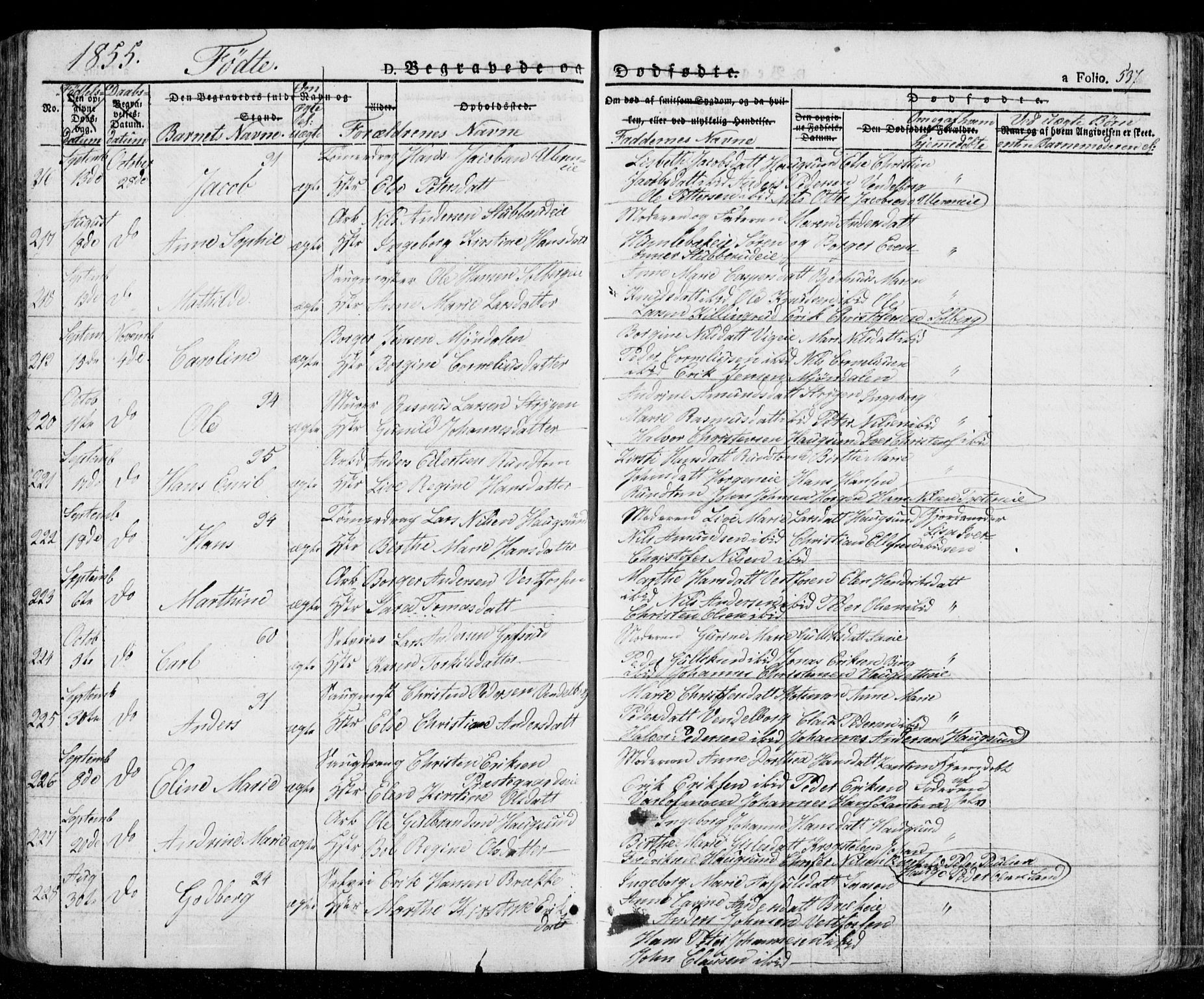 Eiker kirkebøker, AV/SAKO-A-4/G/Ga/L0002: Parish register (copy) no. I 2, 1832-1856, p. 537