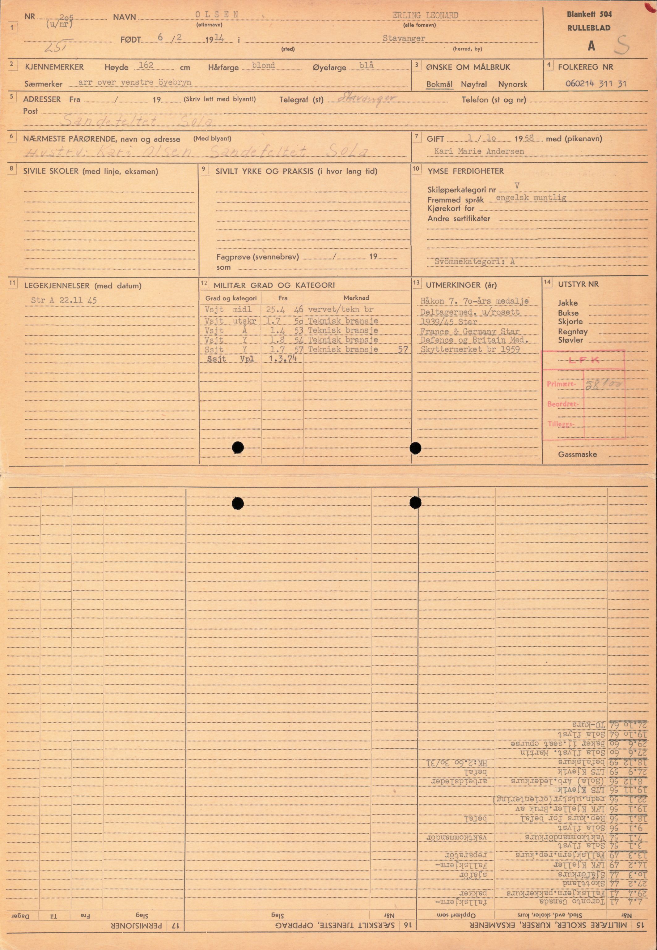 Forsvaret, Forsvarets overkommando/Luftforsvarsstaben, RA/RAFA-4079/P/Pa/L0037: Personellpapirer, 1914, p. 387