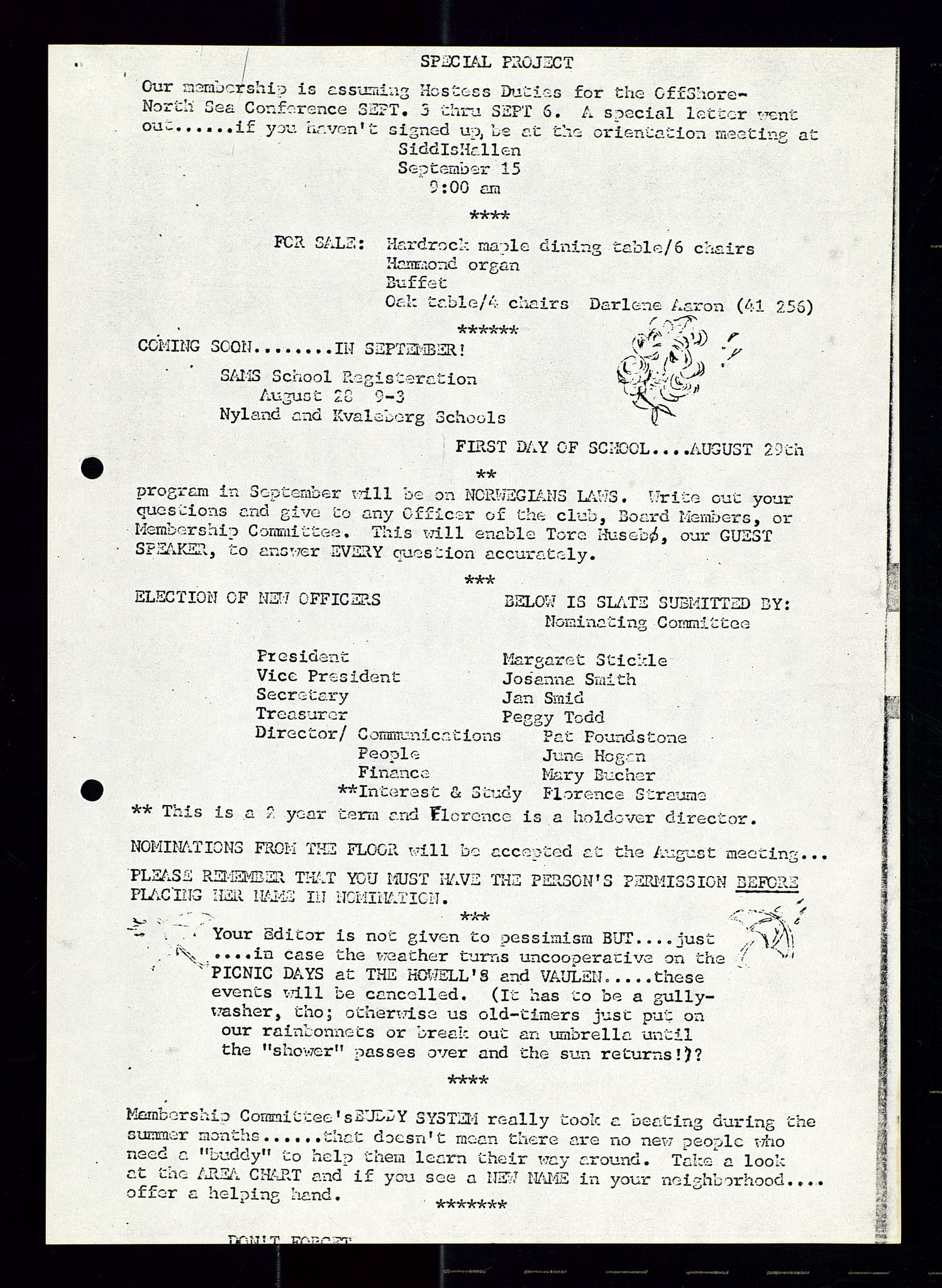 PA 1547 - Petroleum Wives Club, AV/SAST-A-101974/X/Xa/L0001: Newsletters (1971-1978)/radiointervjuer på kasett (1989-1992), 1970-1978