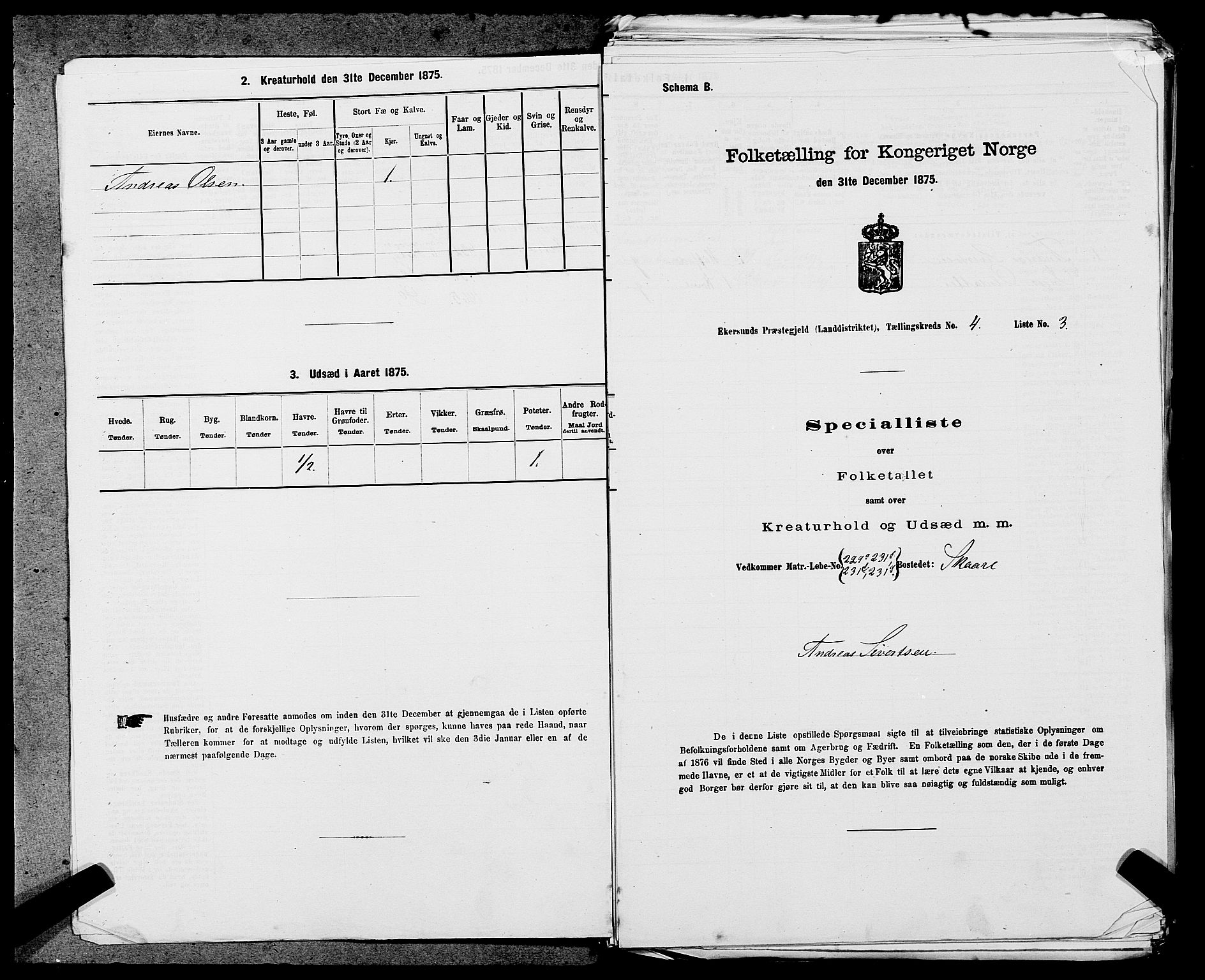 SAST, 1875 census for 1116L Eigersund/Eigersund og Ogna, 1875, p. 396