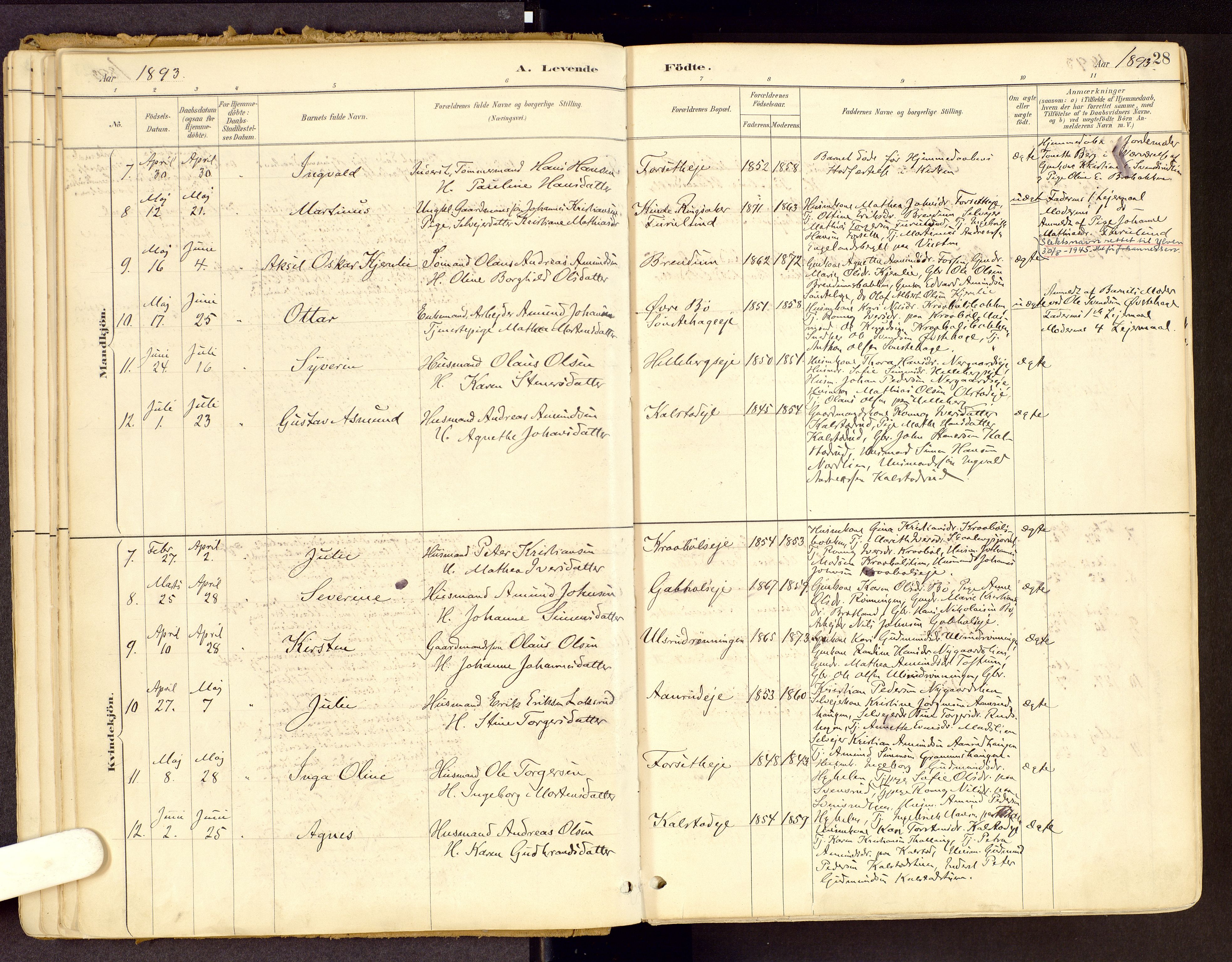 Vestre Gausdal prestekontor, SAH/PREST-094/H/Ha/Haa/L0001: Parish register (official) no. 1, 1887-1914, p. 28