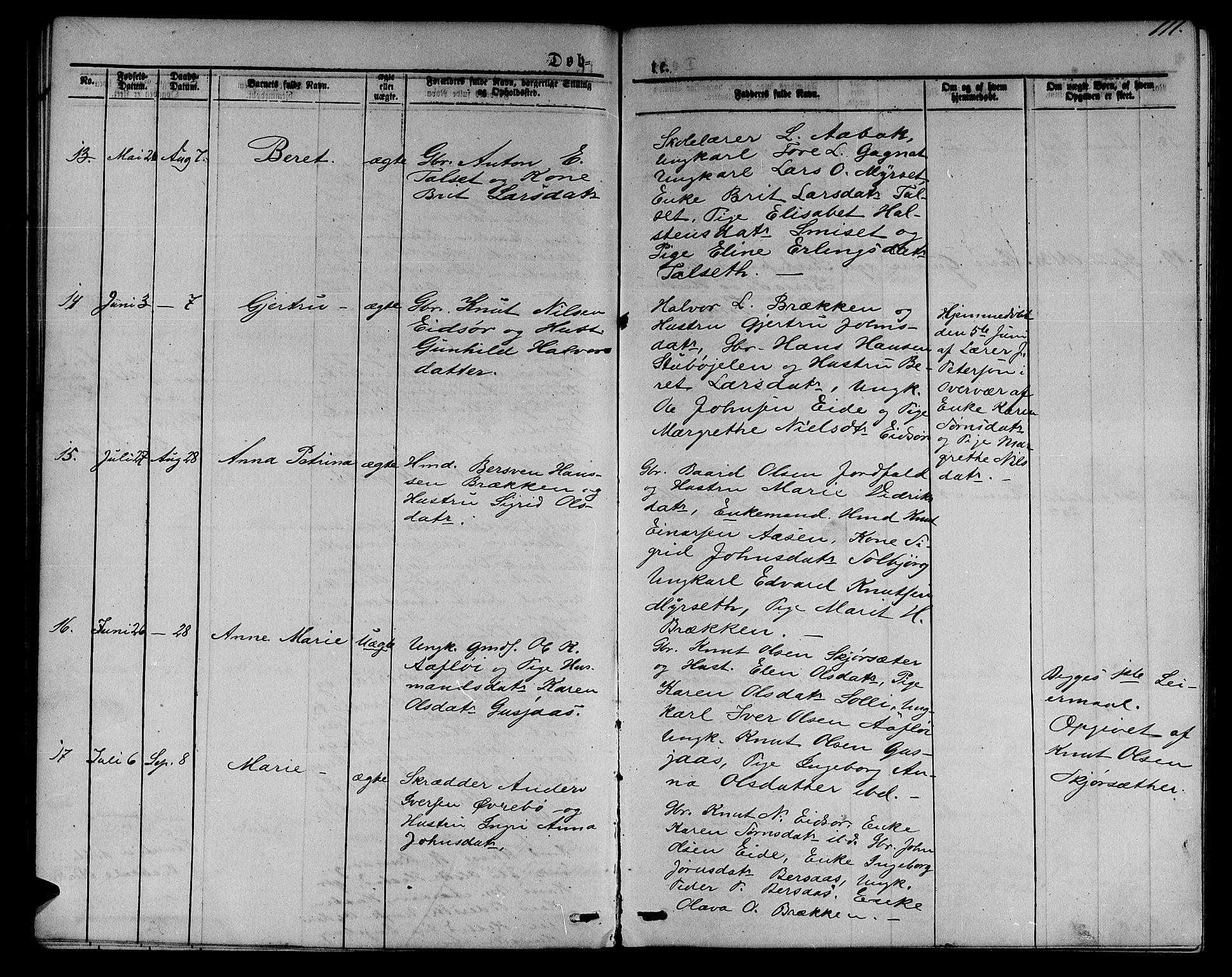 Ministerialprotokoller, klokkerbøker og fødselsregistre - Møre og Romsdal, AV/SAT-A-1454/551/L0630: Parish register (copy) no. 551C02, 1867-1885, p. 111