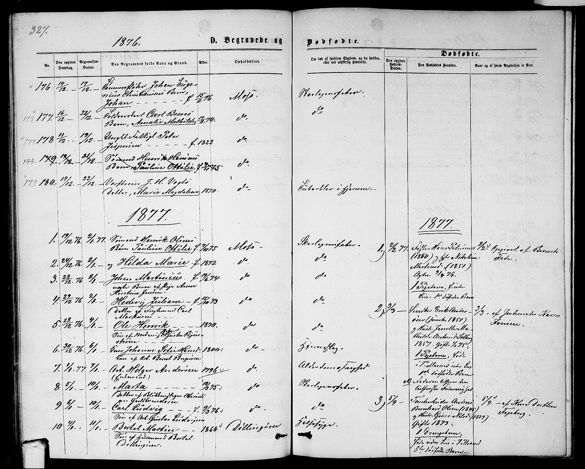 Moss prestekontor Kirkebøker, AV/SAO-A-2003/G/Ga/L0004: Parish register (copy) no.  I 4, 1869-1877, p. 327