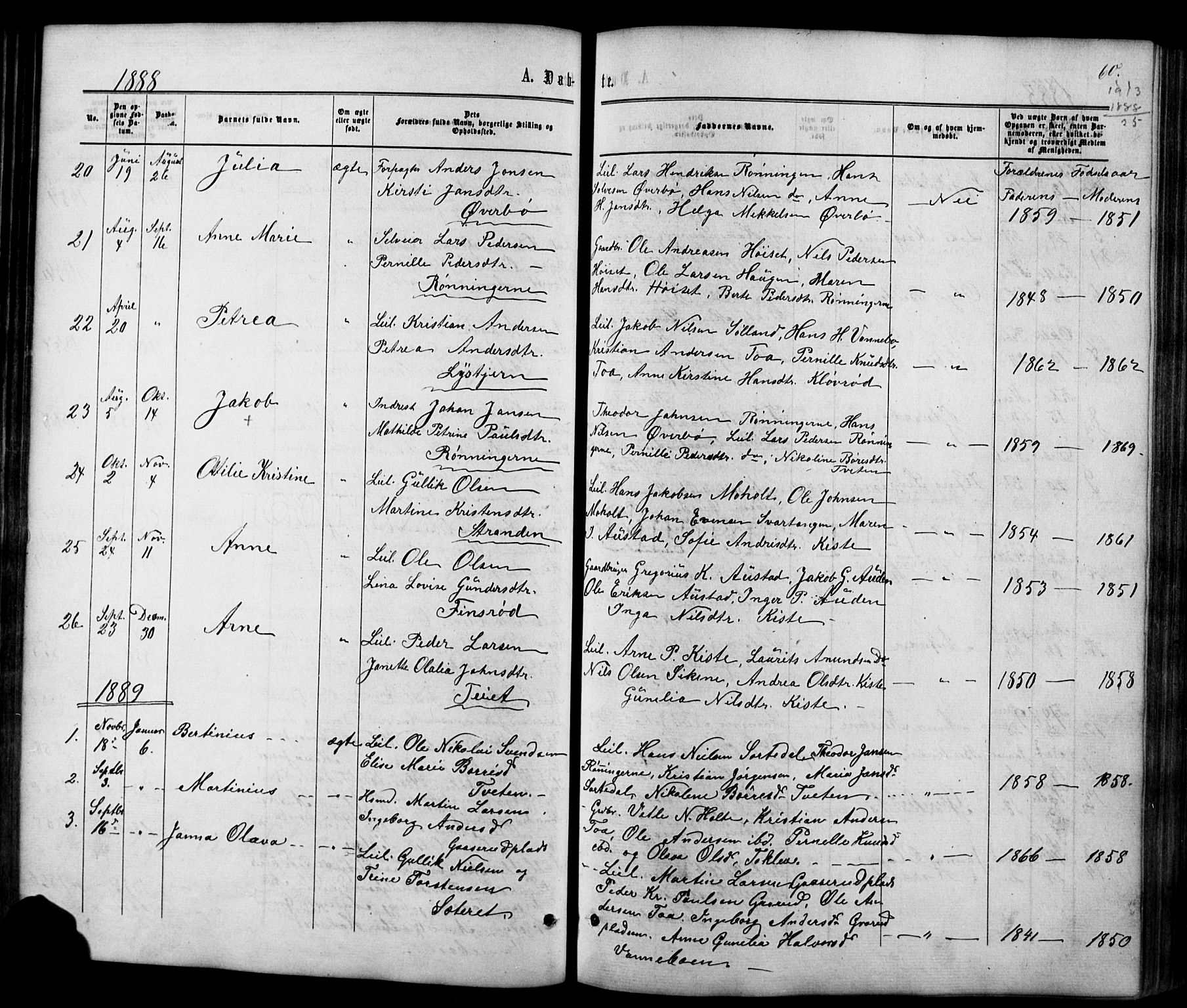Siljan kirkebøker, SAKO/A-300/G/Ga/L0002: Parish register (copy) no. 2, 1864-1908, p. 60