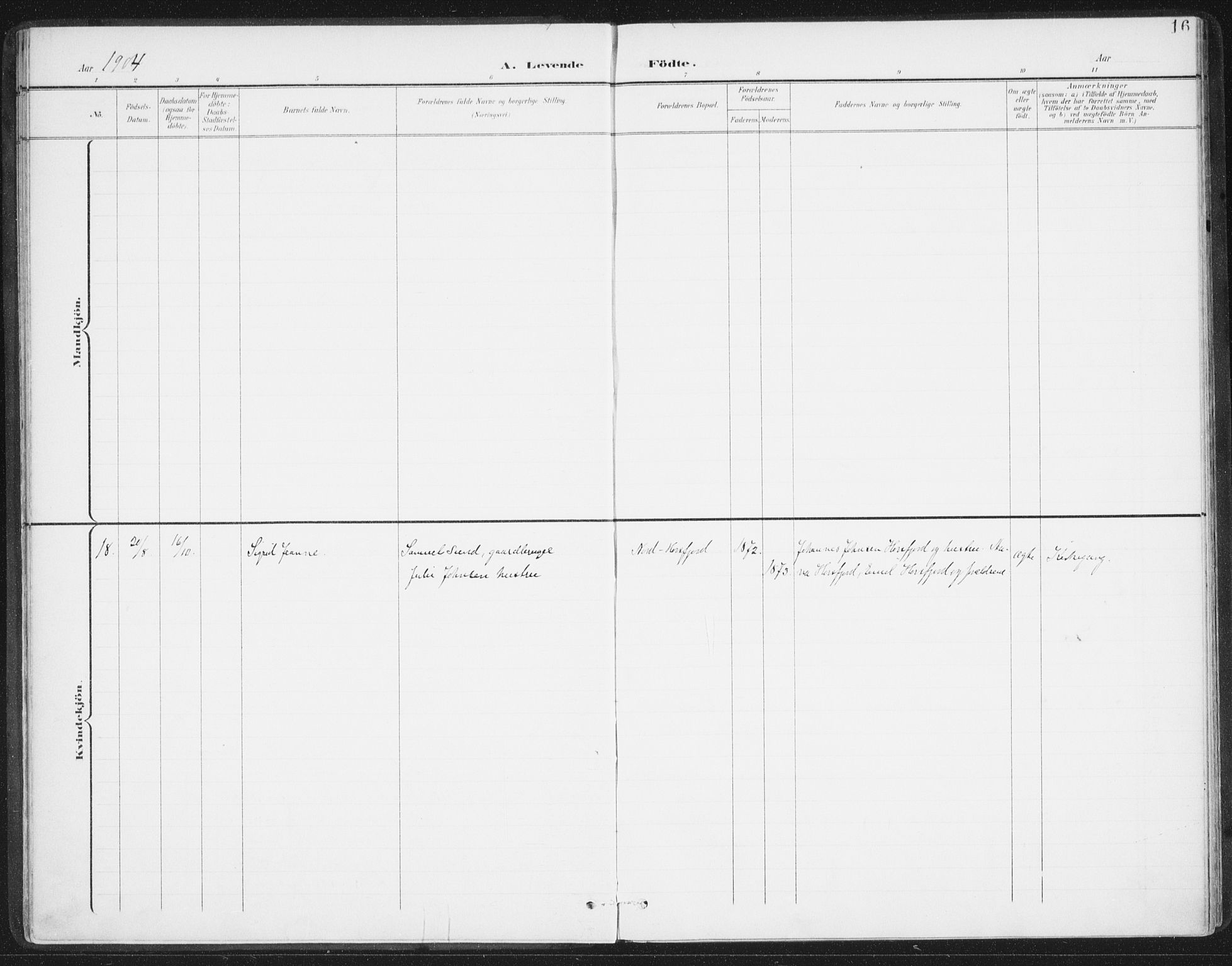 Ministerialprotokoller, klokkerbøker og fødselsregistre - Nordland, AV/SAT-A-1459/811/L0167: Parish register (official) no. 811A04, 1899-1913, p. 16