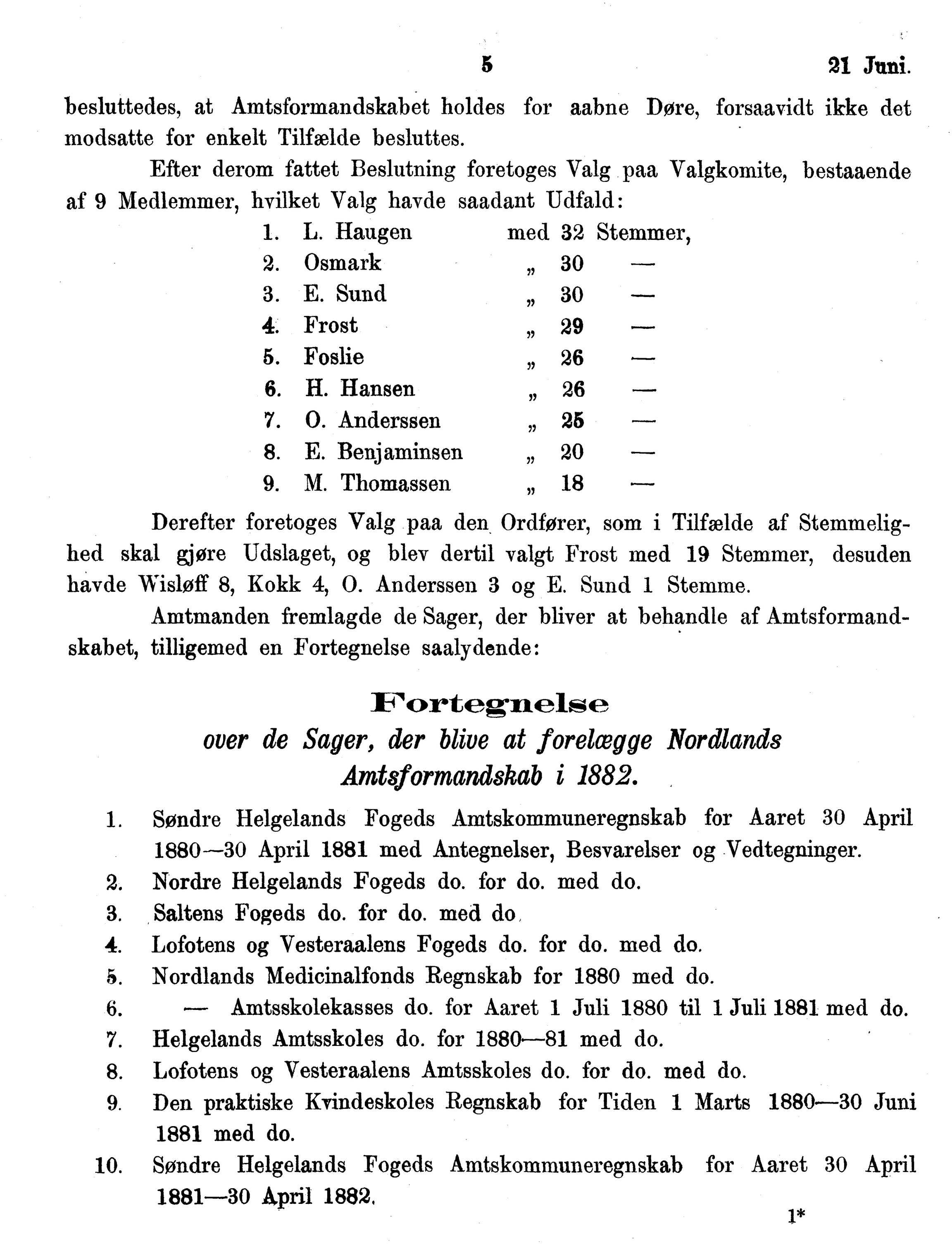 Nordland Fylkeskommune. Fylkestinget, AIN/NFK-17/176/A/Ac/L0014: Fylkestingsforhandlinger 1881-1885, 1881-1885