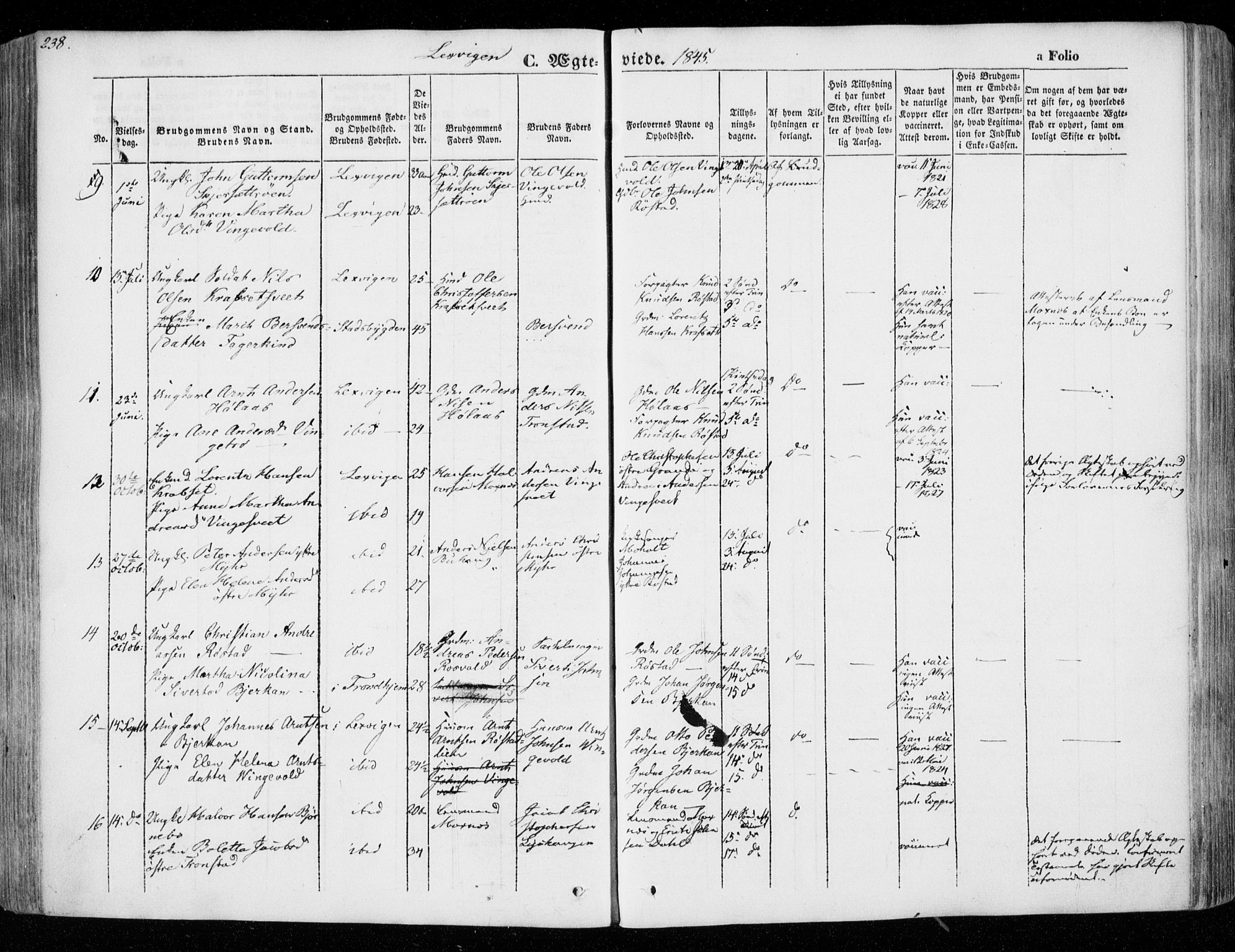 Ministerialprotokoller, klokkerbøker og fødselsregistre - Nord-Trøndelag, SAT/A-1458/701/L0007: Parish register (official) no. 701A07 /1, 1842-1854, p. 238