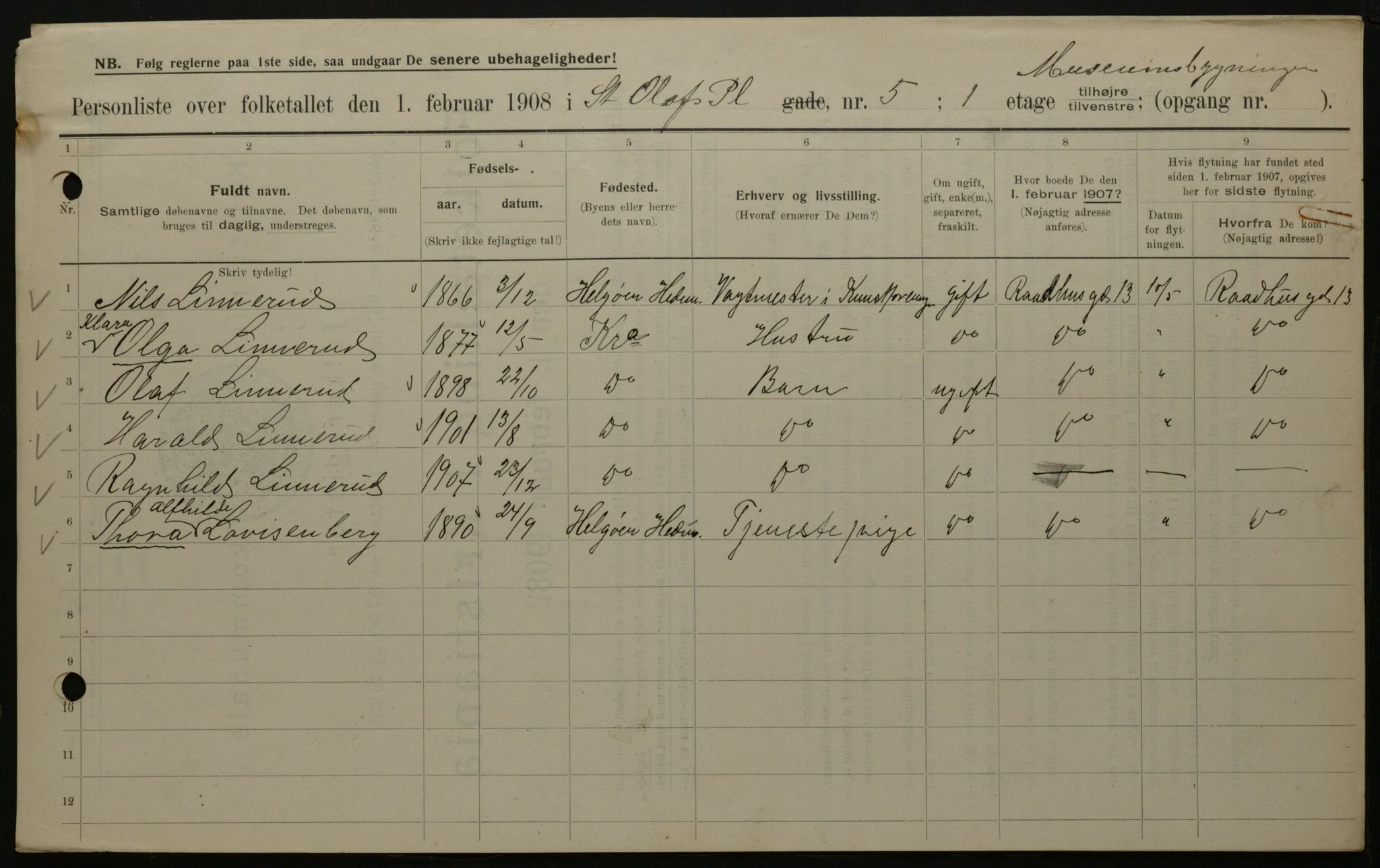 OBA, Municipal Census 1908 for Kristiania, 1908, p. 79725