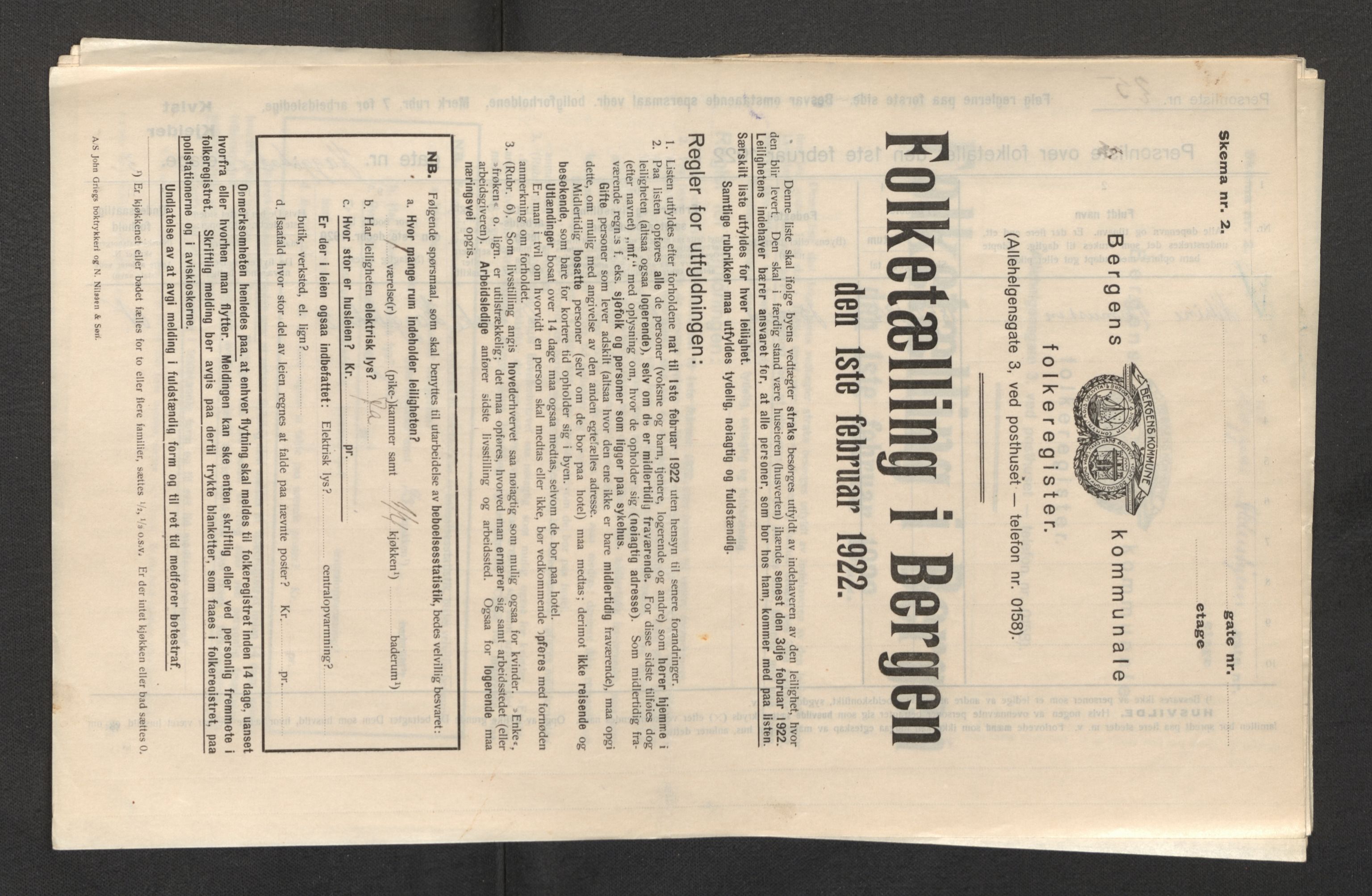 SAB, Municipal Census 1922 for Bergen, 1922, p. 13900