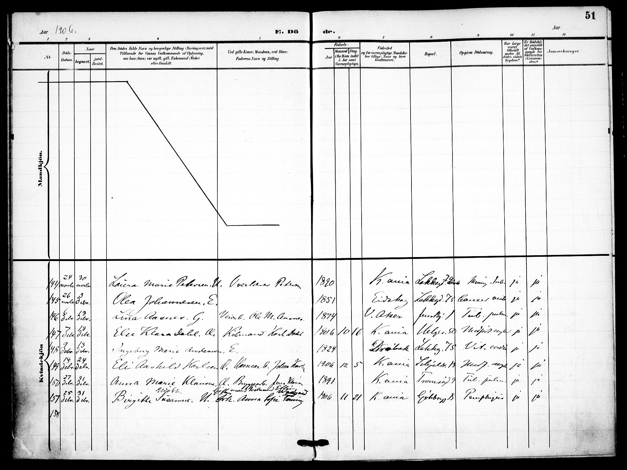 Petrus prestekontor Kirkebøker, AV/SAO-A-10872/F/Fa/L0010: Parish register (official) no. 10, 1904-1916, p. 51