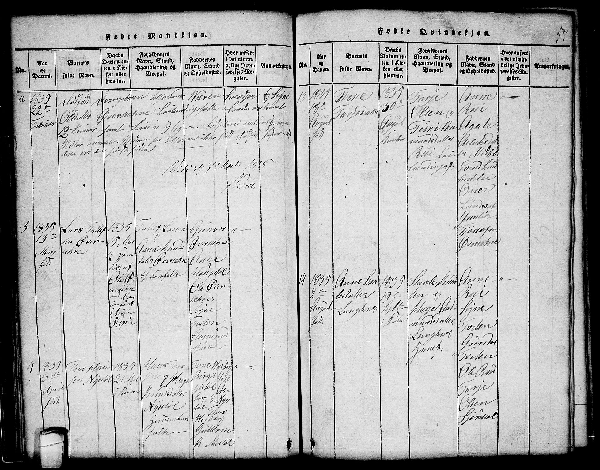 Lårdal kirkebøker, AV/SAKO-A-284/G/Gc/L0001: Parish register (copy) no. III 1, 1815-1854, p. 57