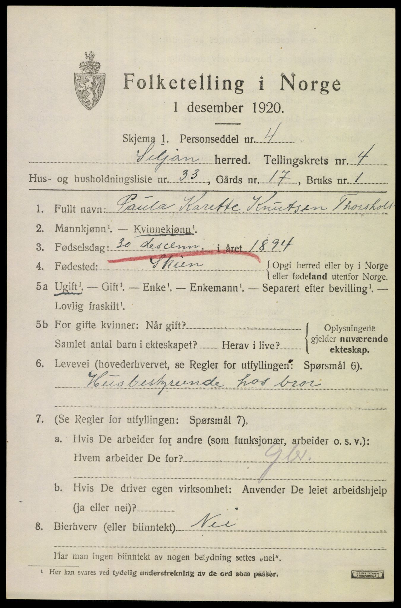 SAKO, 1920 census for Siljan, 1920, p. 2369