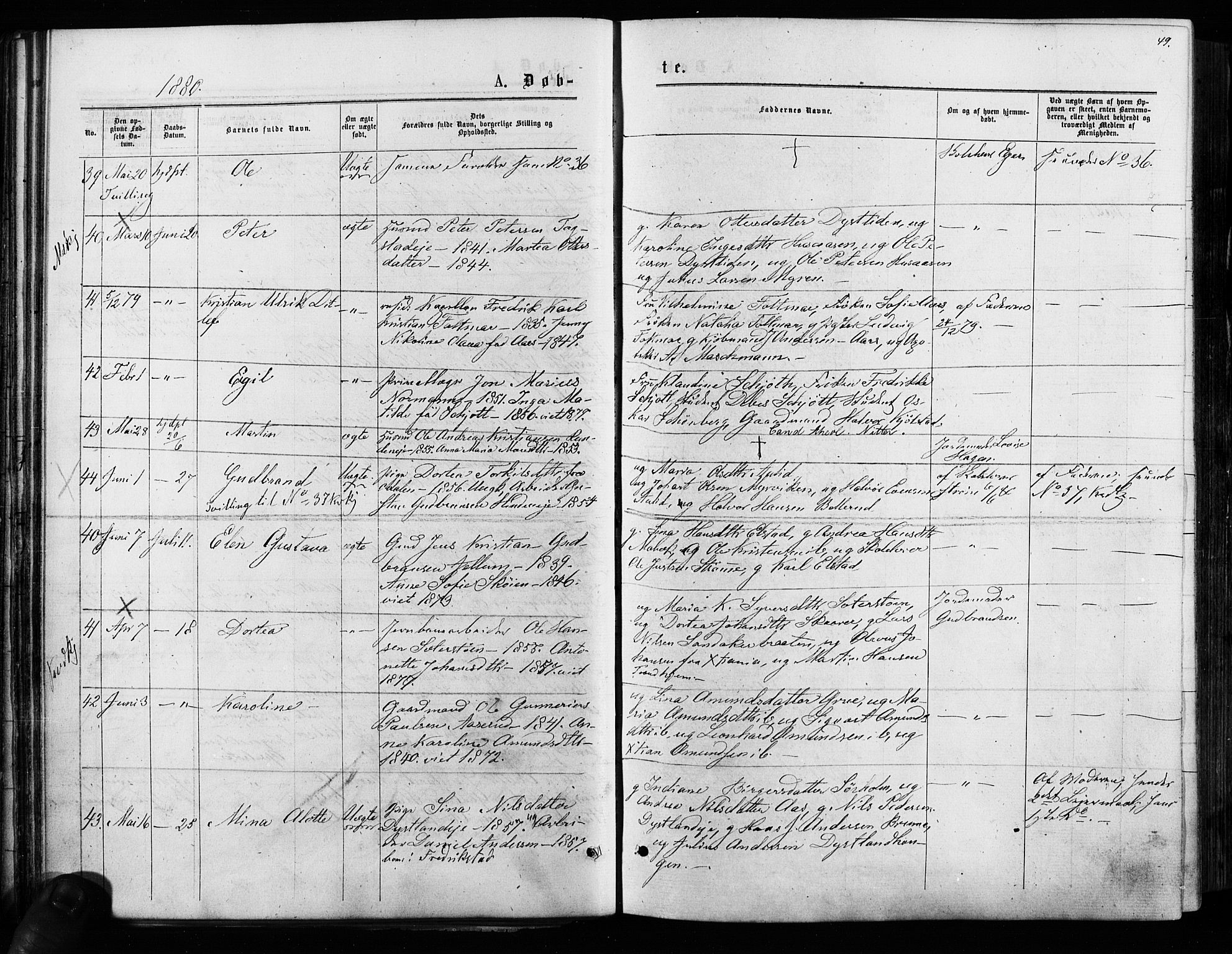 Nes prestekontor Kirkebøker, SAO/A-10410/F/Fa/L0009: Parish register (official) no. I 9, 1875-1882, p. 49