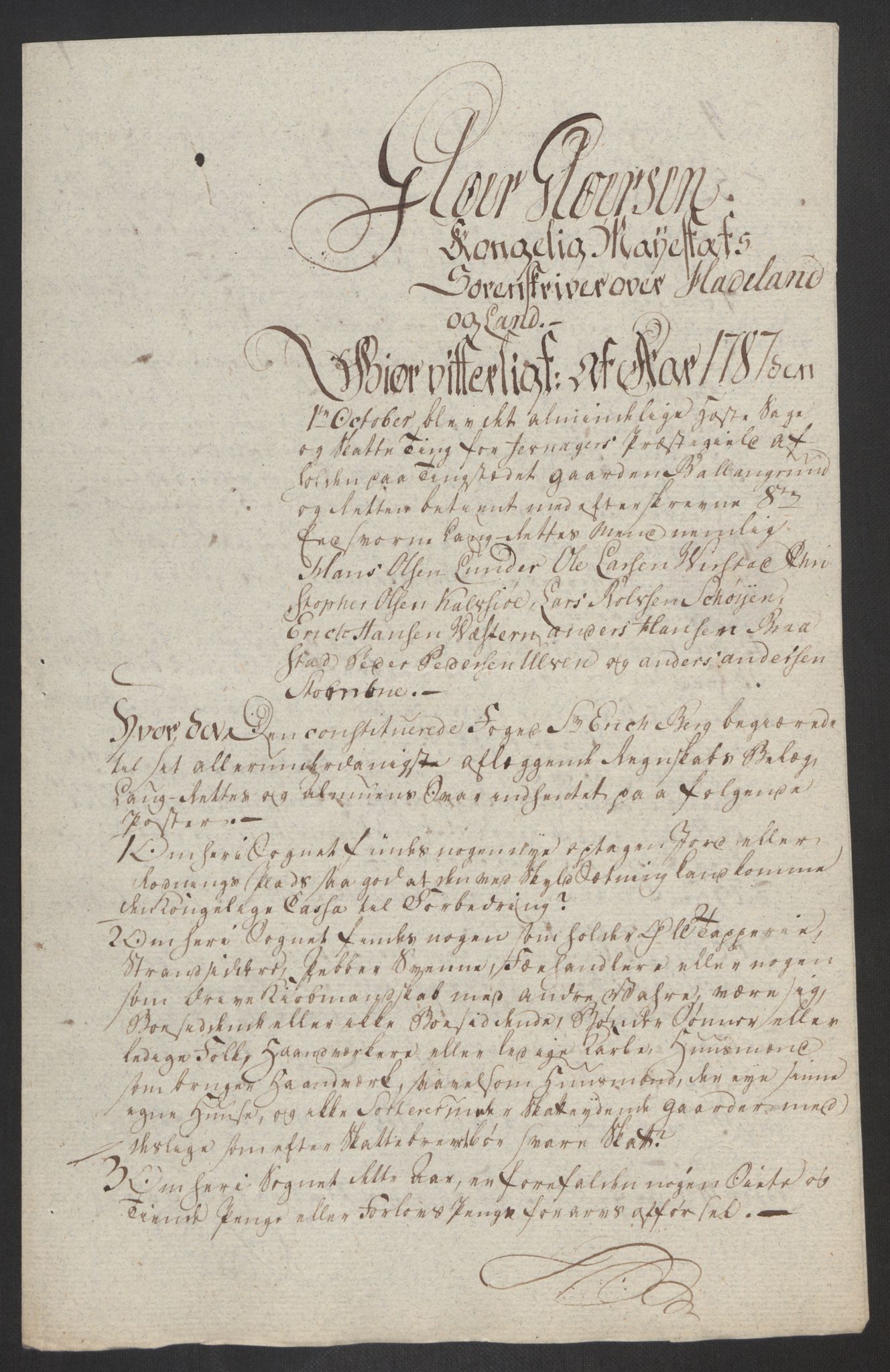 Rentekammeret inntil 1814, Reviderte regnskaper, Fogderegnskap, AV/RA-EA-4092/R19/L1374: Fogderegnskap Toten, Hadeland og Vardal, 1787, p. 44