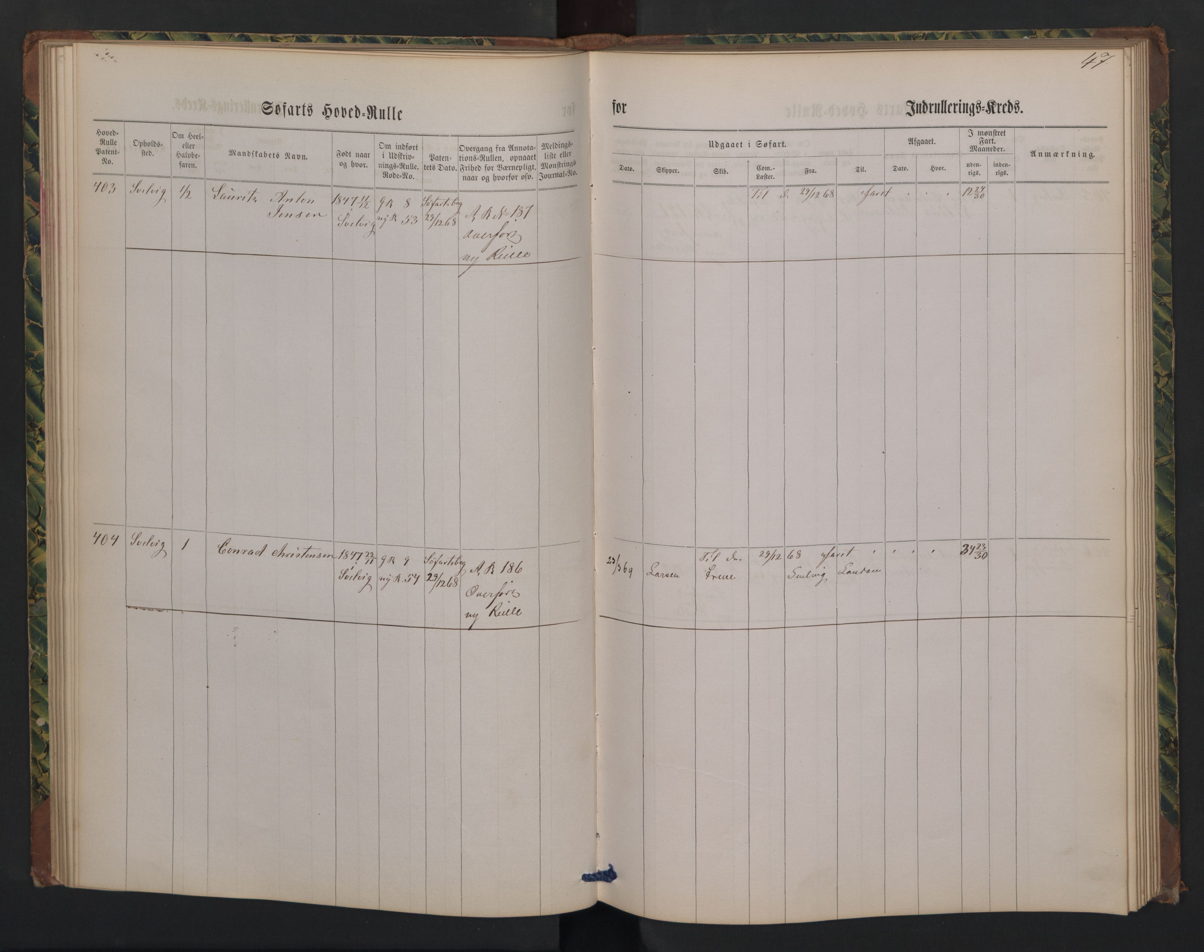 Svelvik innrulleringskontor, AV/SAKO-A-783/F/Fc/L0002: Hovedruller, 1863-1869, p. 47