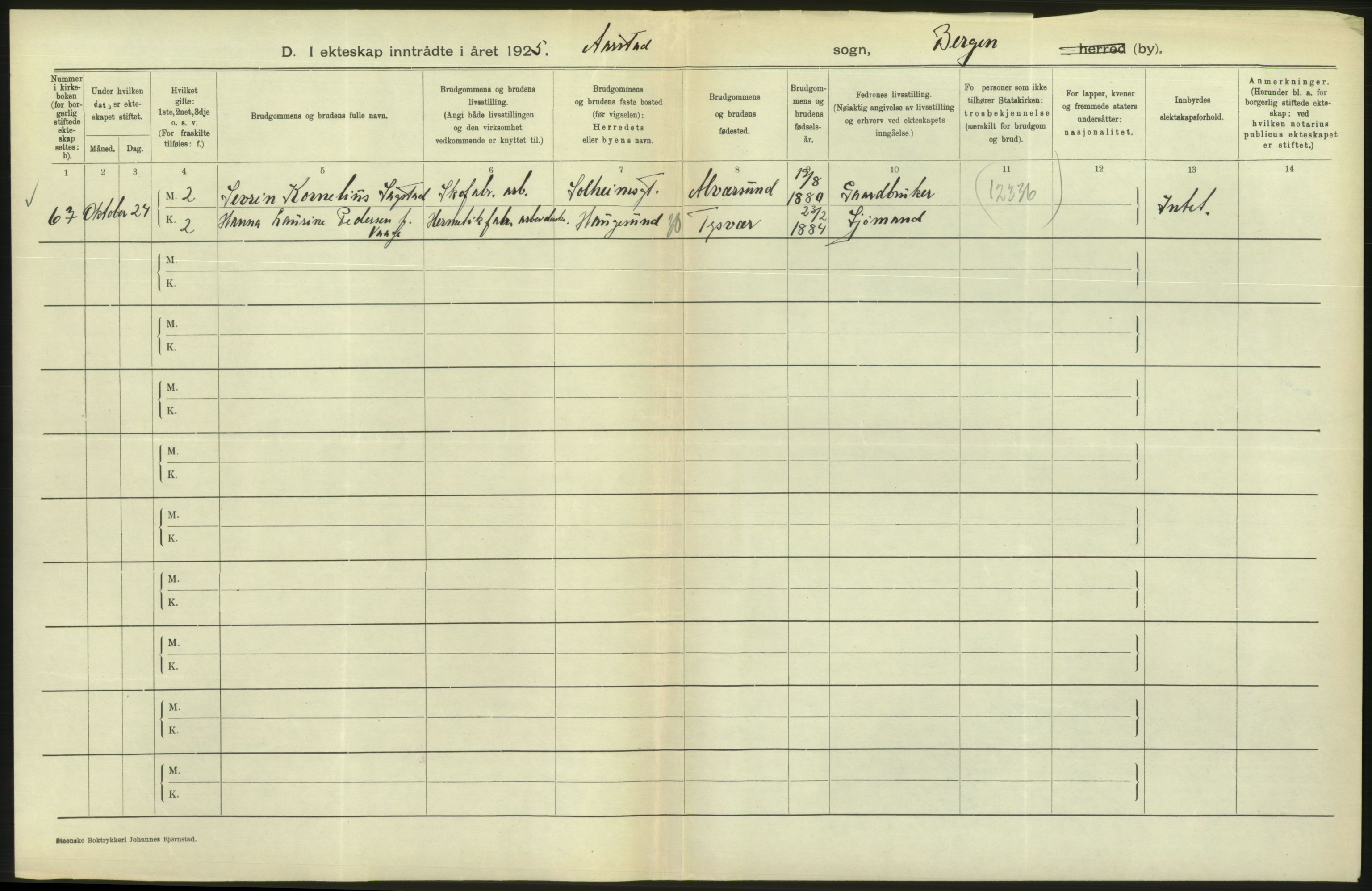 Statistisk sentralbyrå, Sosiodemografiske emner, Befolkning, AV/RA-S-2228/D/Df/Dfc/Dfce/L0029: Bergen: Gifte, døde., 1925, p. 210