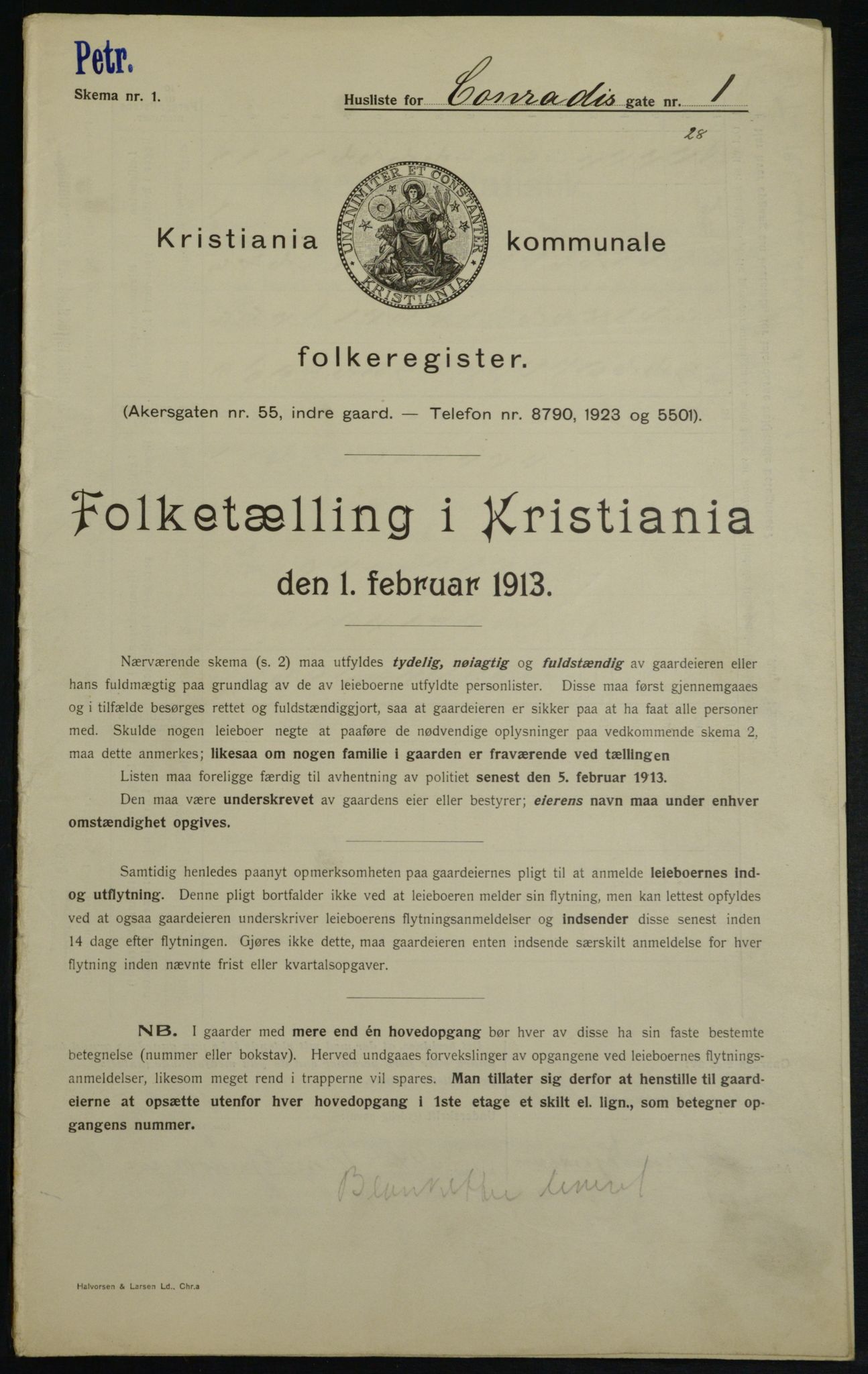 OBA, Municipal Census 1913 for Kristiania, 1913, p. 13322