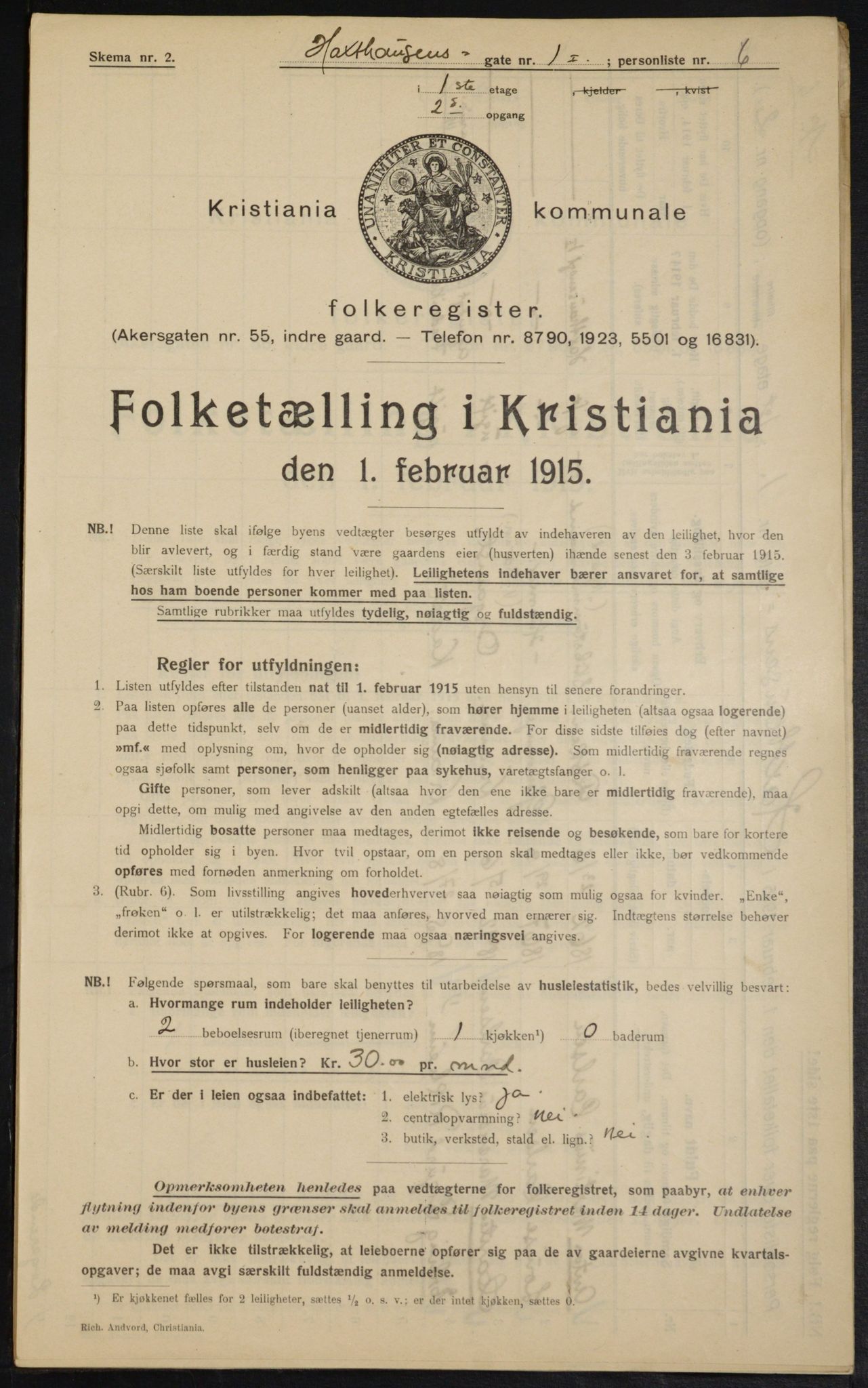 OBA, Municipal Census 1915 for Kristiania, 1915, p. 35115