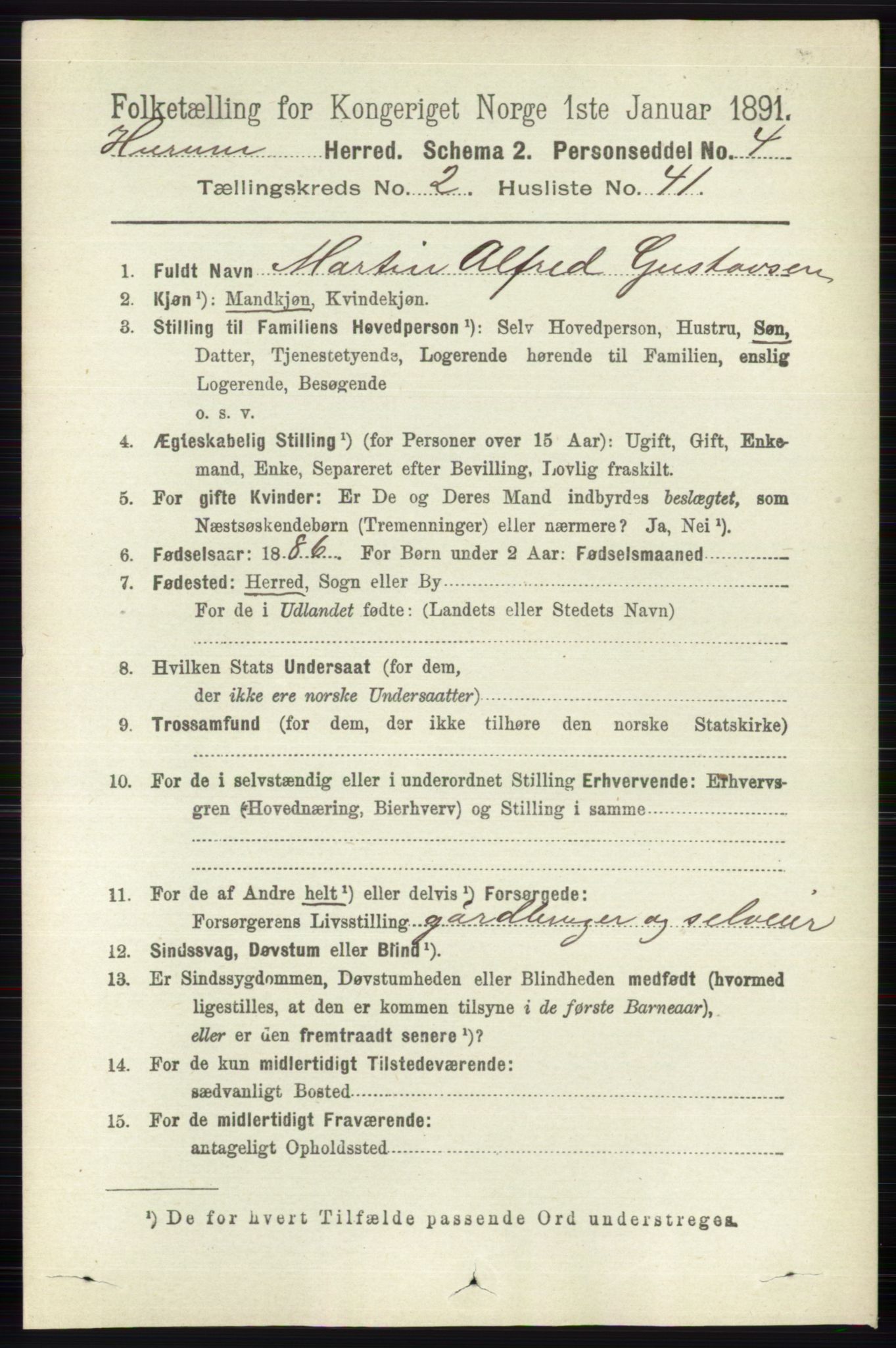 RA, 1891 census for 0628 Hurum, 1891, p. 724