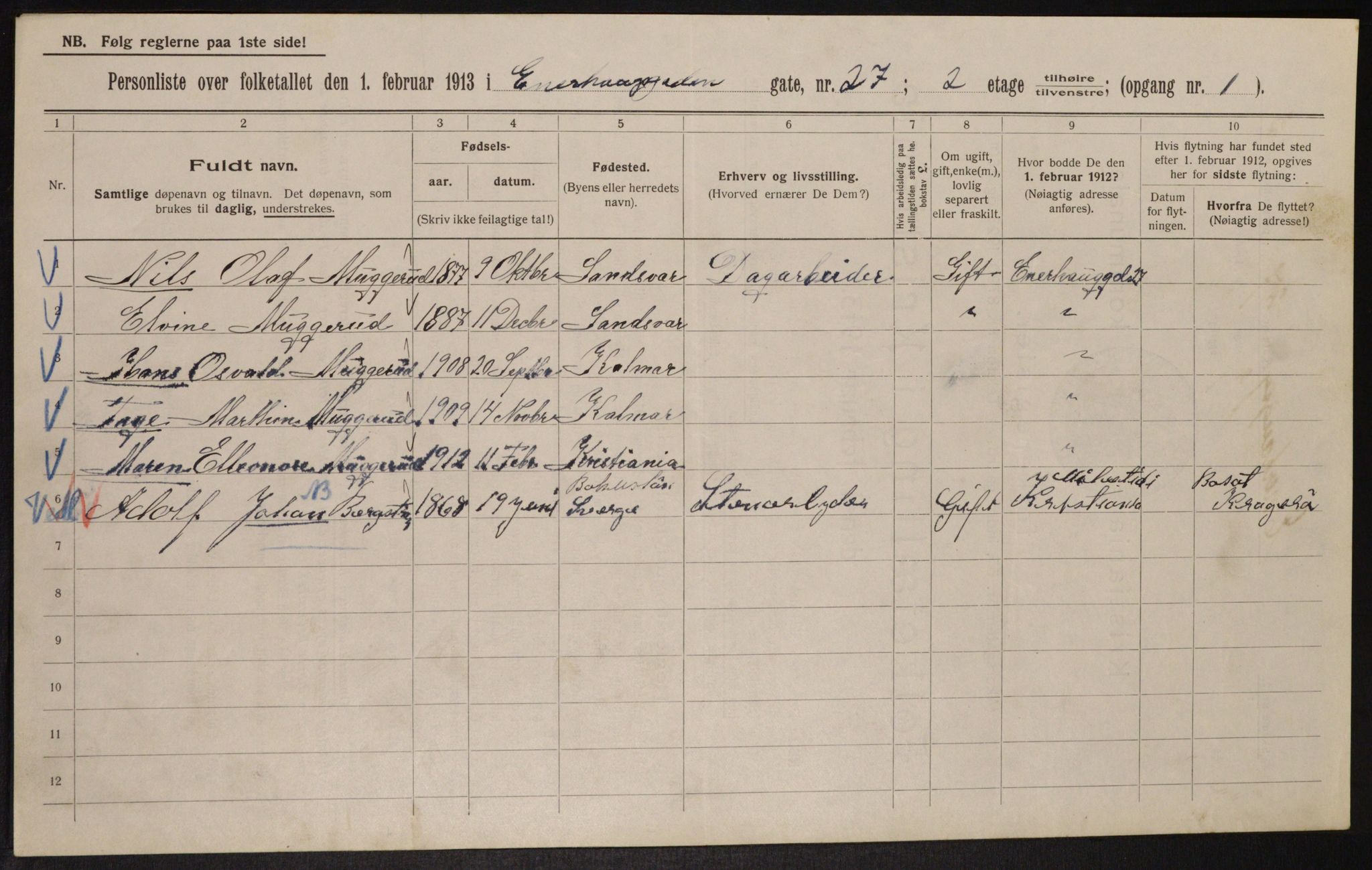 OBA, Municipal Census 1913 for Kristiania, 1913, p. 21796