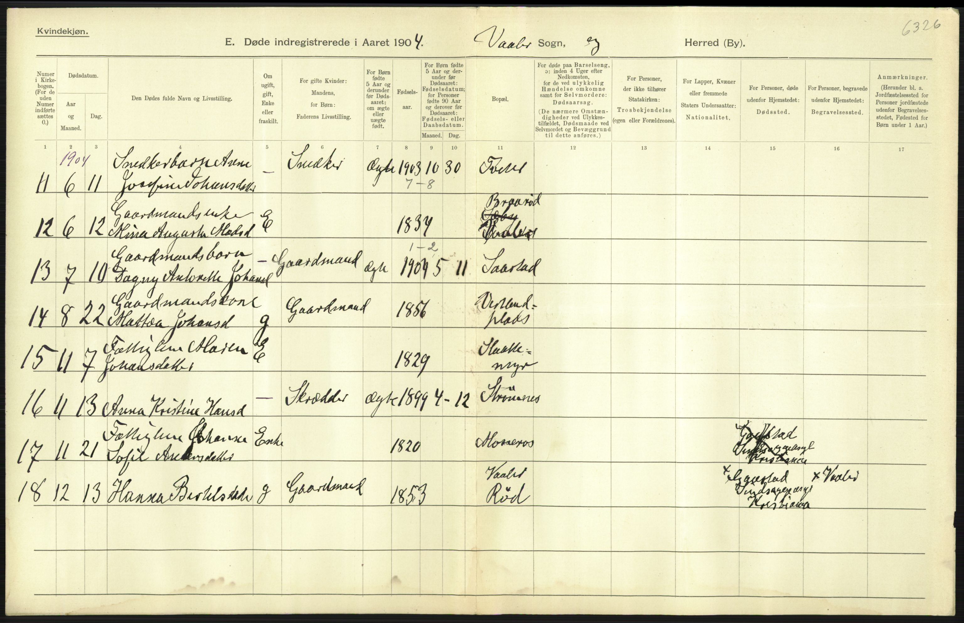 Statistisk sentralbyrå, Sosiodemografiske emner, Befolkning, AV/RA-S-2228/D/Df/Dfa/Dfab/L0001: Smålenenes amt: Fødte, gifte, døde, 1904, p. 829