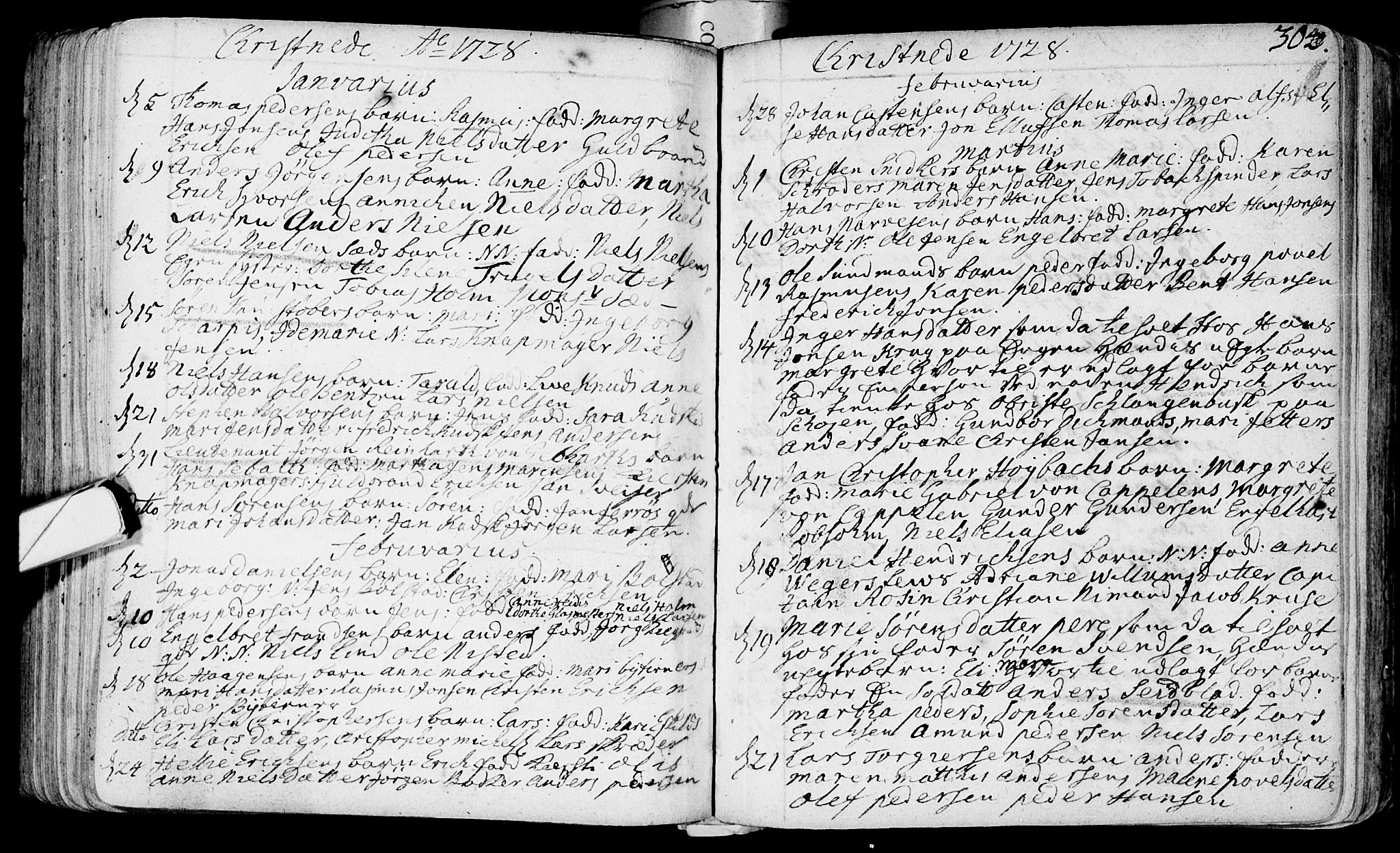 Bragernes kirkebøker, SAKO/A-6/F/Fa/L0003: Parish register (official) no. I 3, 1706-1734, p. 304