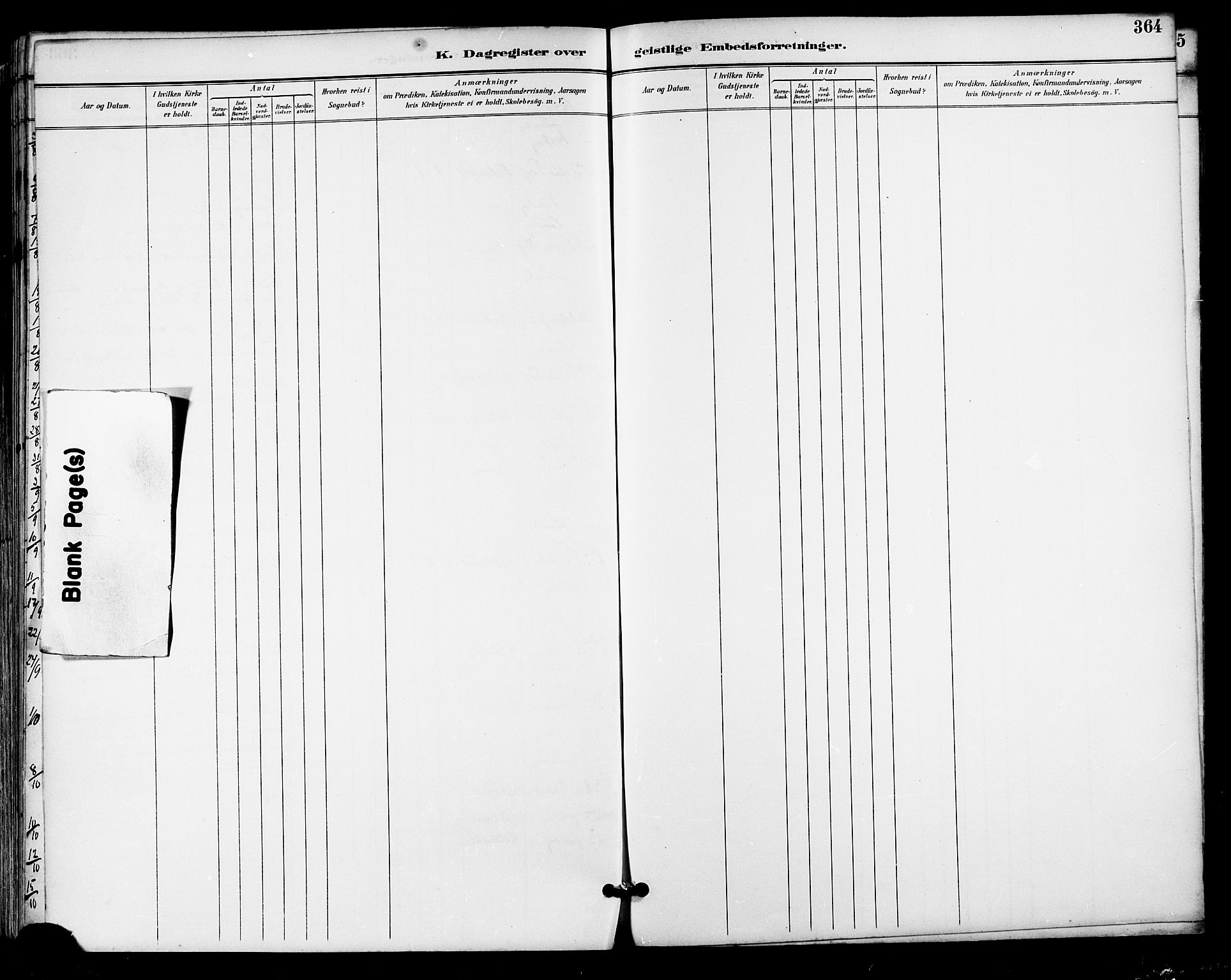 Ministerialprotokoller, klokkerbøker og fødselsregistre - Nordland, AV/SAT-A-1459/805/L0101: Parish register (official) no. 805A07, 1892-1899, p. 364