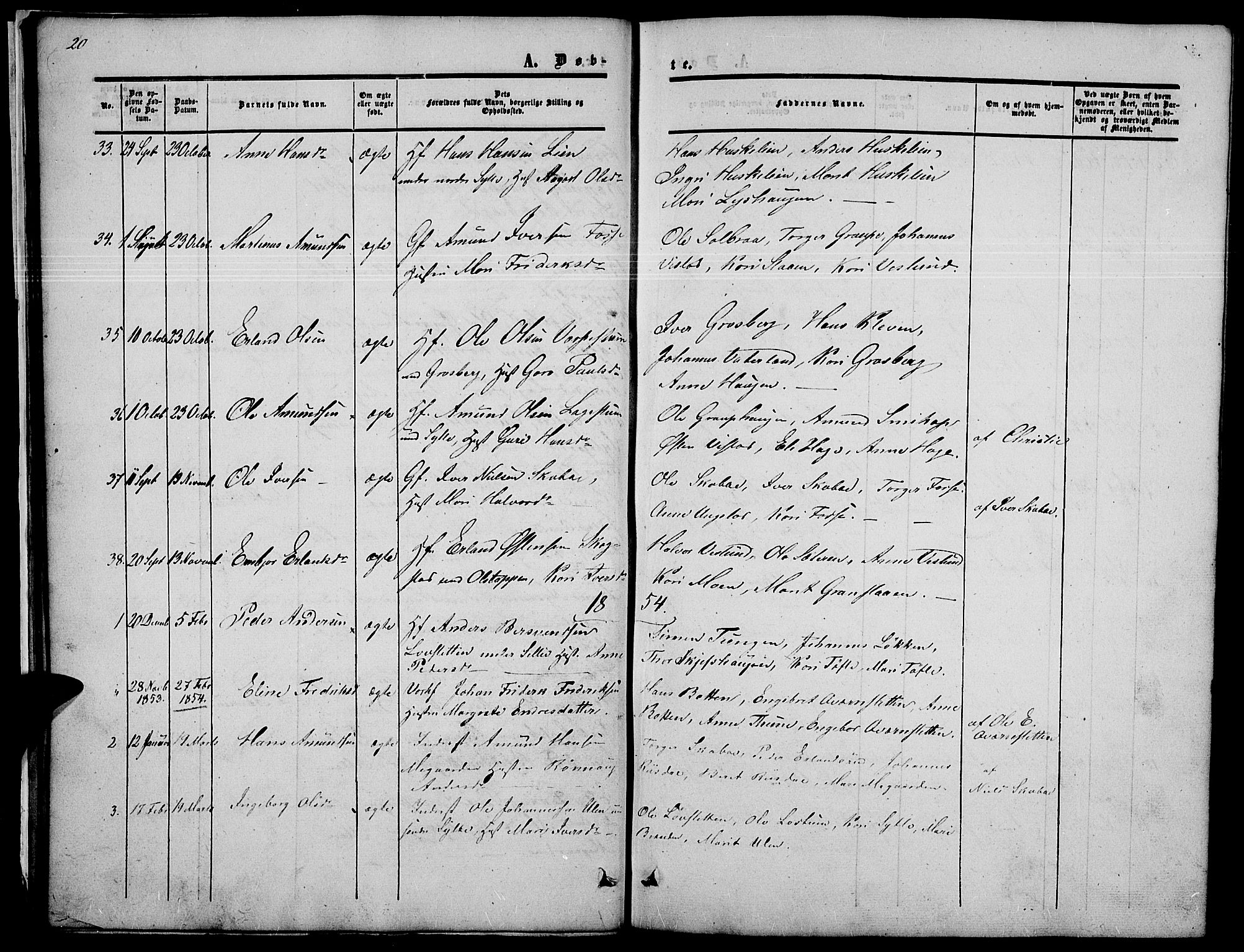 Nord-Fron prestekontor, AV/SAH-PREST-080/H/Ha/Hab/L0002: Parish register (copy) no. 2, 1851-1883, p. 20