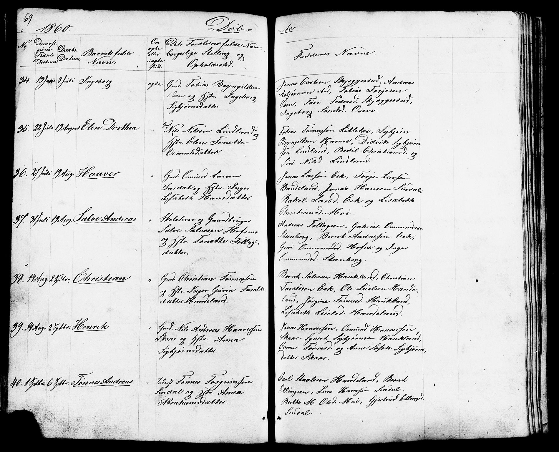 Lund sokneprestkontor, AV/SAST-A-101809/S07/L0003: Parish register (copy) no. B 3, 1848-1885, p. 69