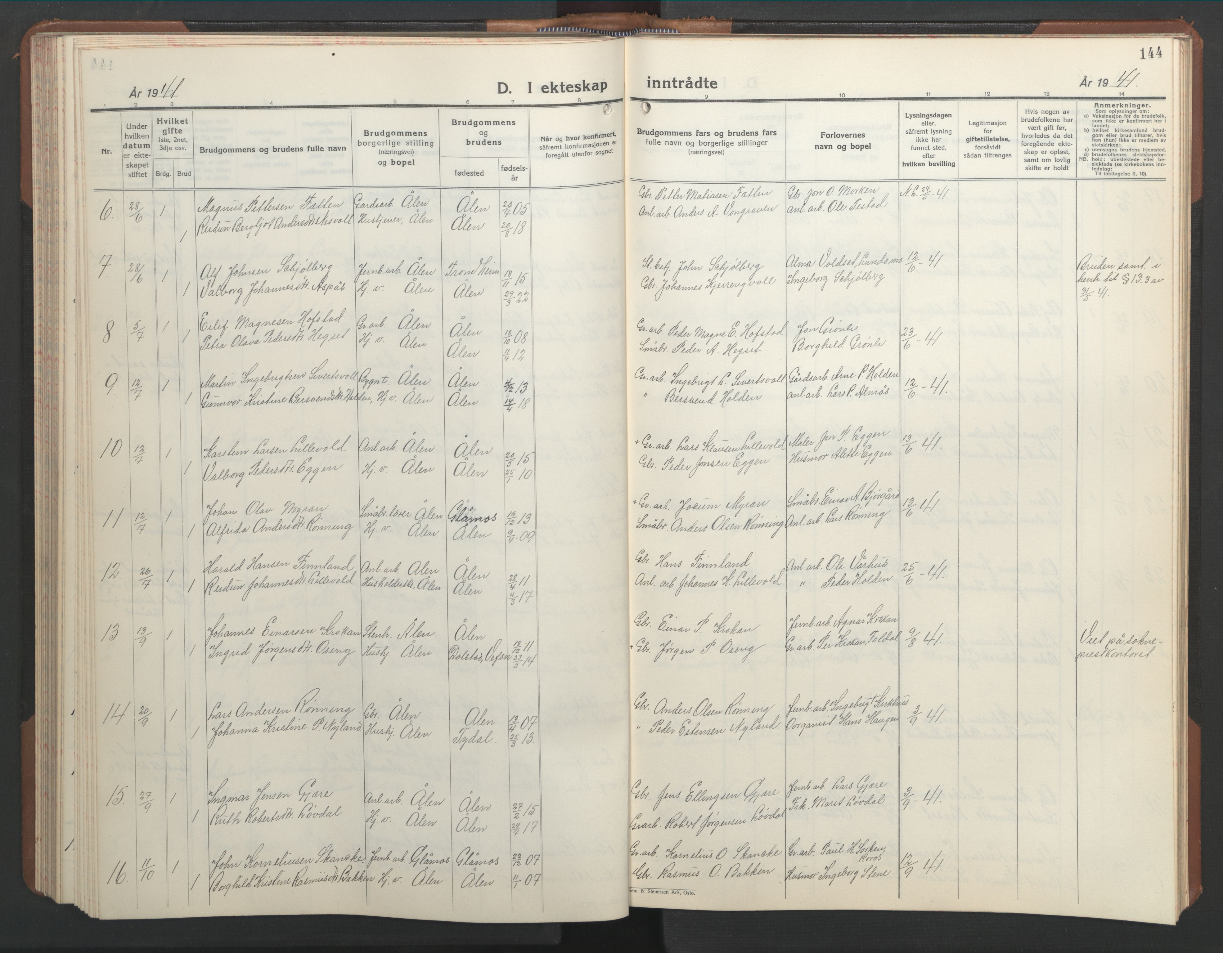 Ministerialprotokoller, klokkerbøker og fødselsregistre - Sør-Trøndelag, SAT/A-1456/686/L0986: Parish register (copy) no. 686C02, 1933-1950, p. 144