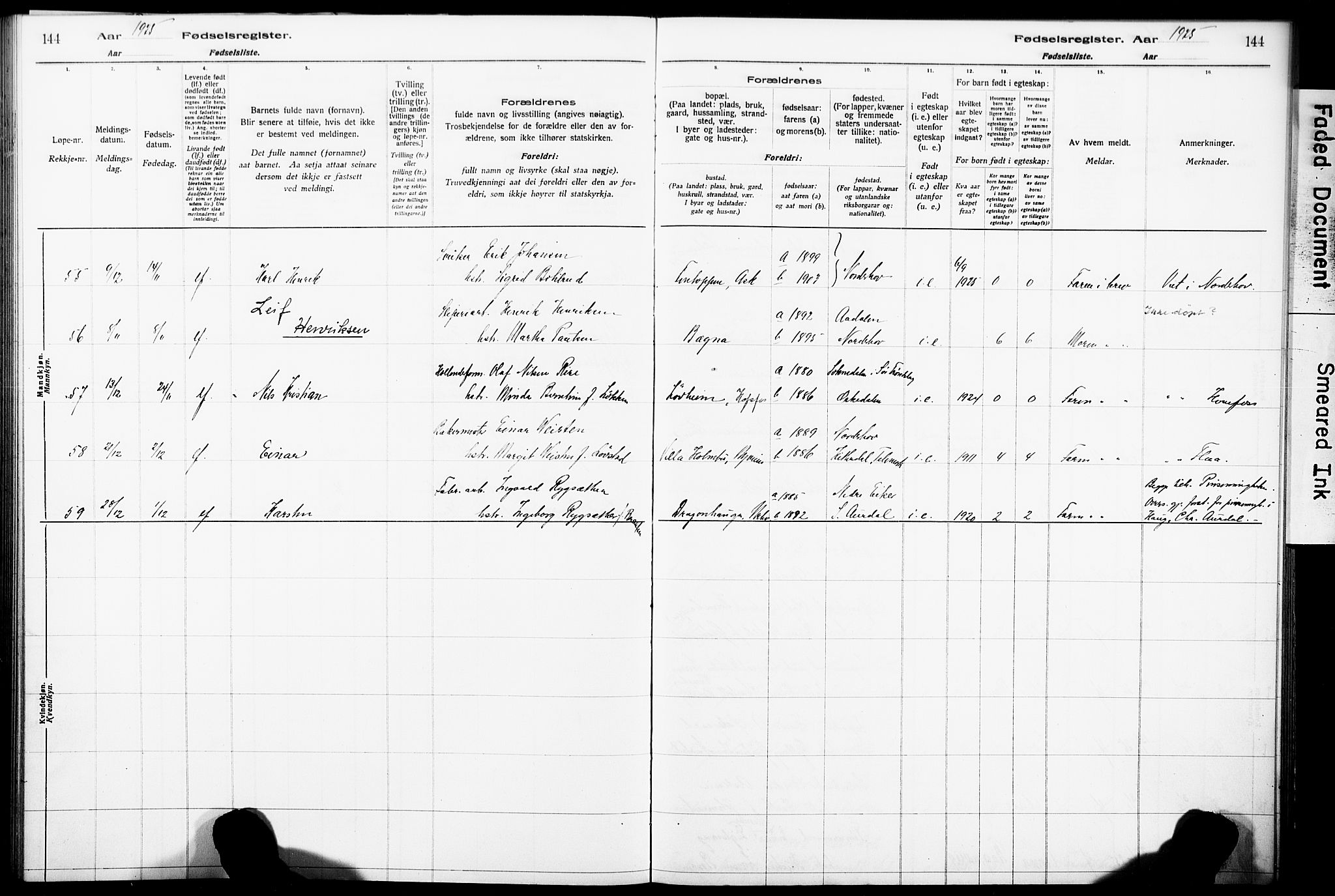 Norderhov kirkebøker, AV/SAKO-A-237/J/Ja/L0001: Birth register no. 1, 1916-1930, p. 144