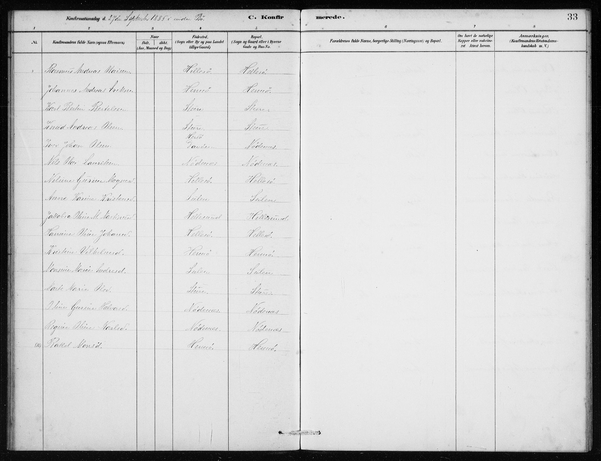 Manger sokneprestembete, AV/SAB-A-76801/H/Haa: Parish register (official) no. E  1, 1881-1890, p. 33