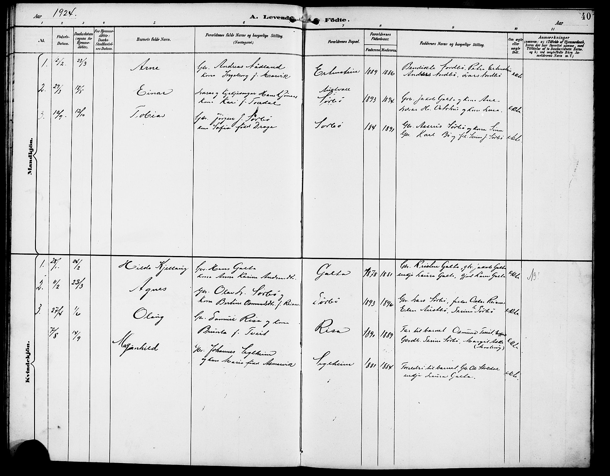 Rennesøy sokneprestkontor, SAST/A -101827/H/Ha/Hab/L0012: Parish register (copy) no. B 11, 1894-1924, p. 40