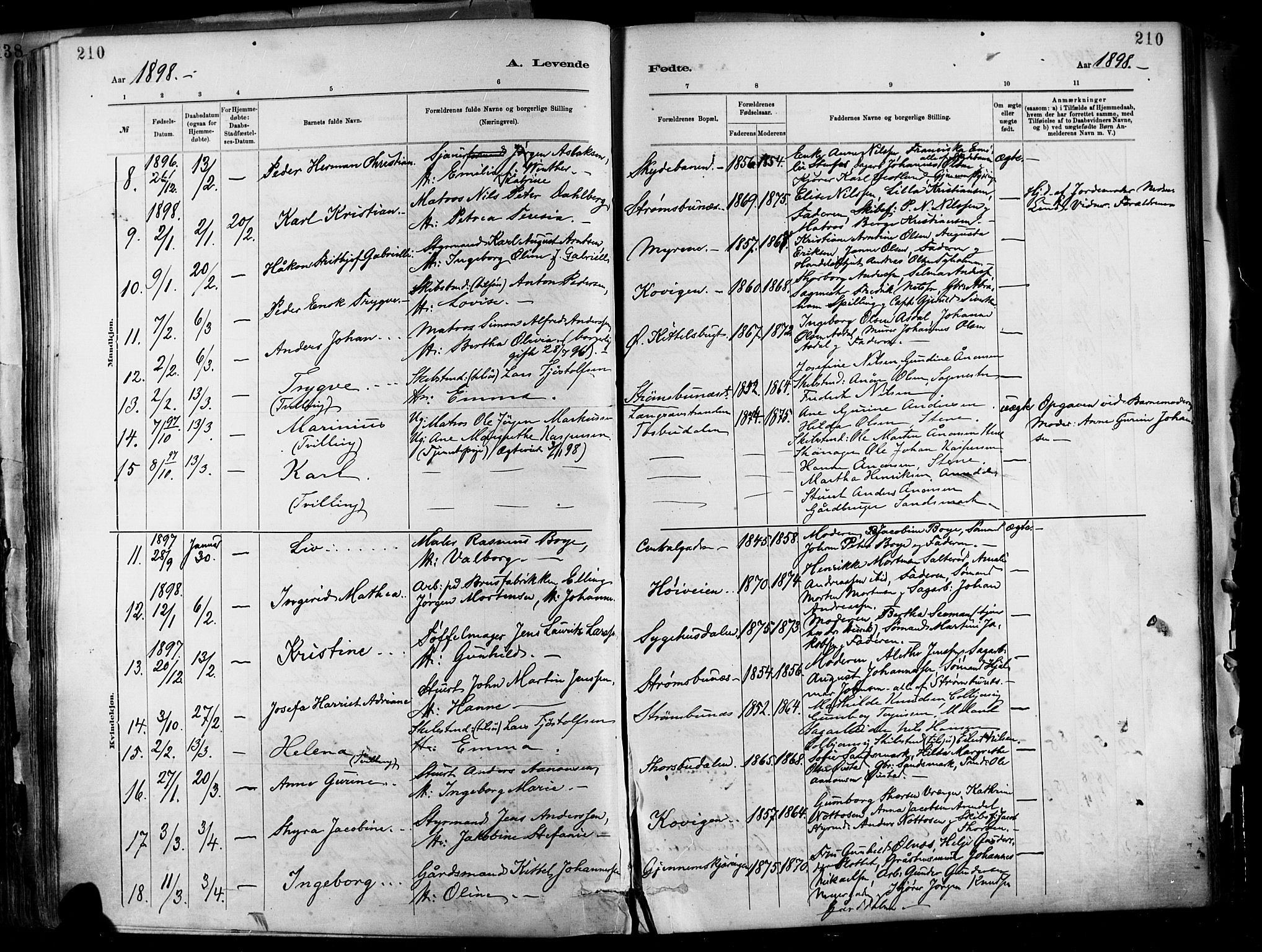 Barbu sokneprestkontor, SAK/1111-0003/F/Fa/L0002: Parish register (official) no. A 2, 1883-1898, p. 210