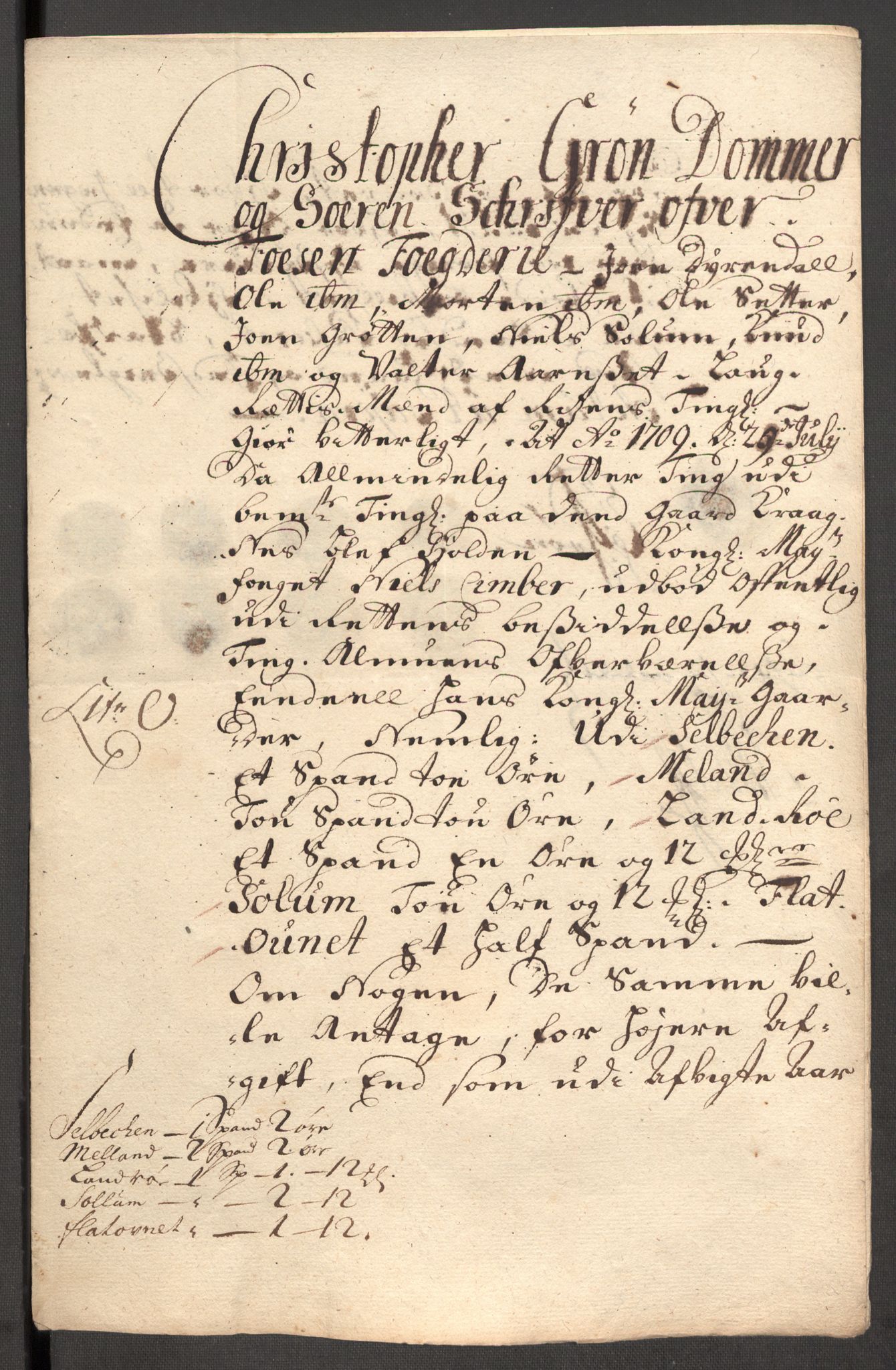 Rentekammeret inntil 1814, Reviderte regnskaper, Fogderegnskap, RA/EA-4092/R57/L3858: Fogderegnskap Fosen, 1708-1709, p. 366