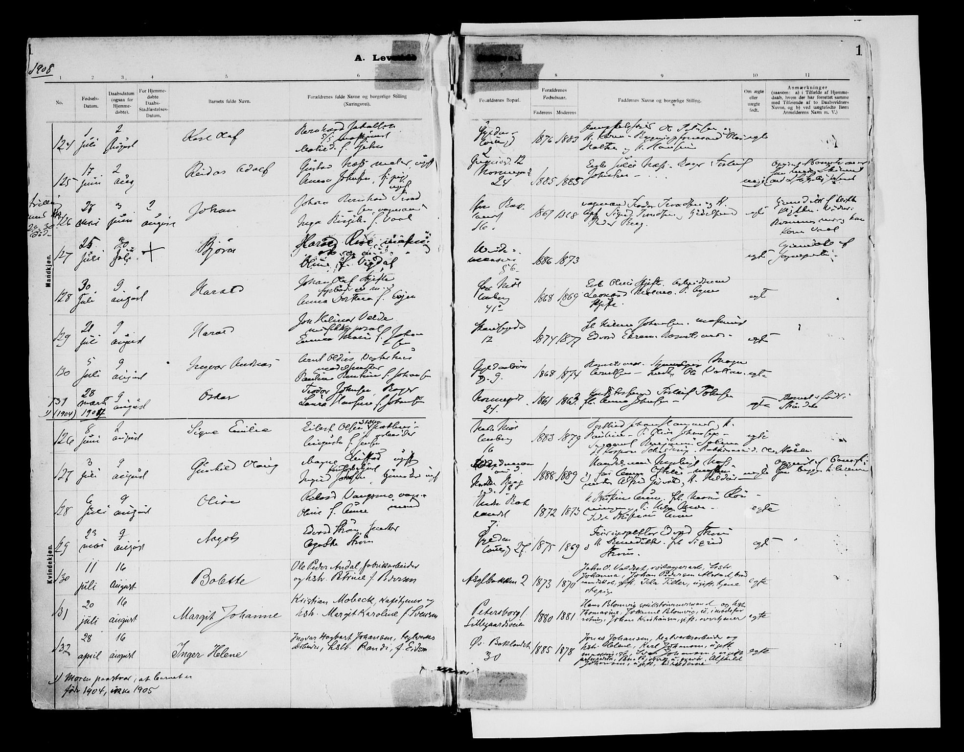 Ministerialprotokoller, klokkerbøker og fødselsregistre - Sør-Trøndelag, SAT/A-1456/604/L0203: Parish register (official) no. 604A23, 1908-1916, p. 1